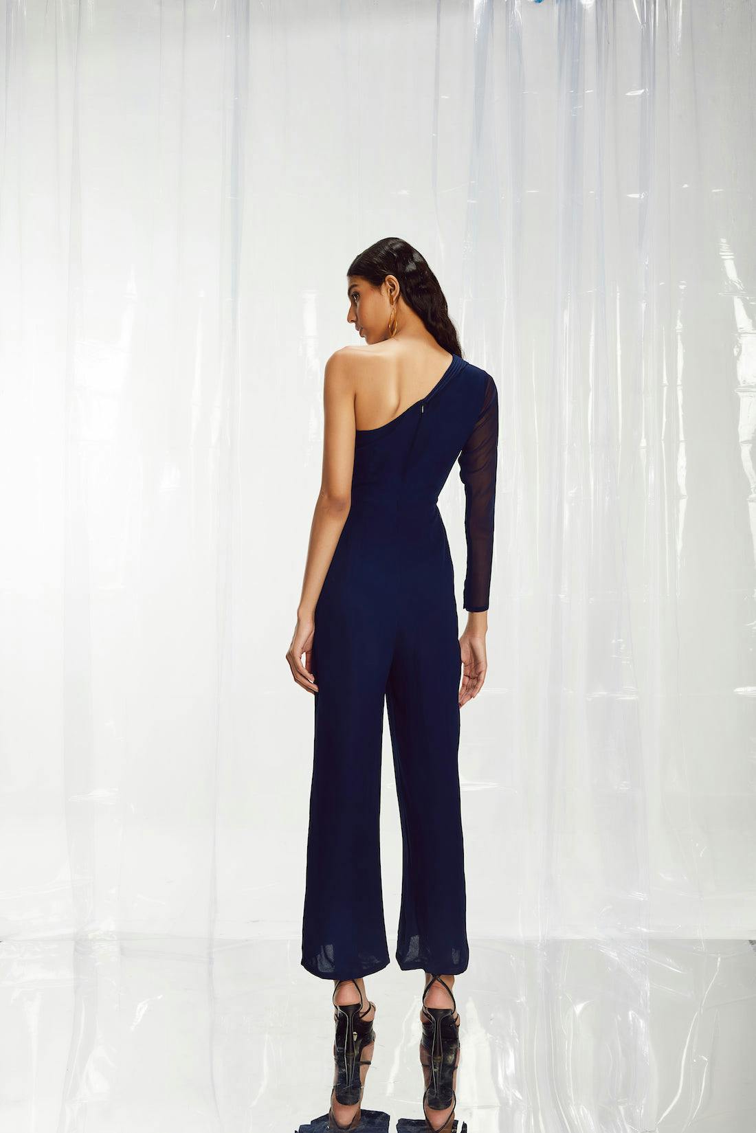 Thumbnail preview #6 for Blue One Sleeve Jumpsuit