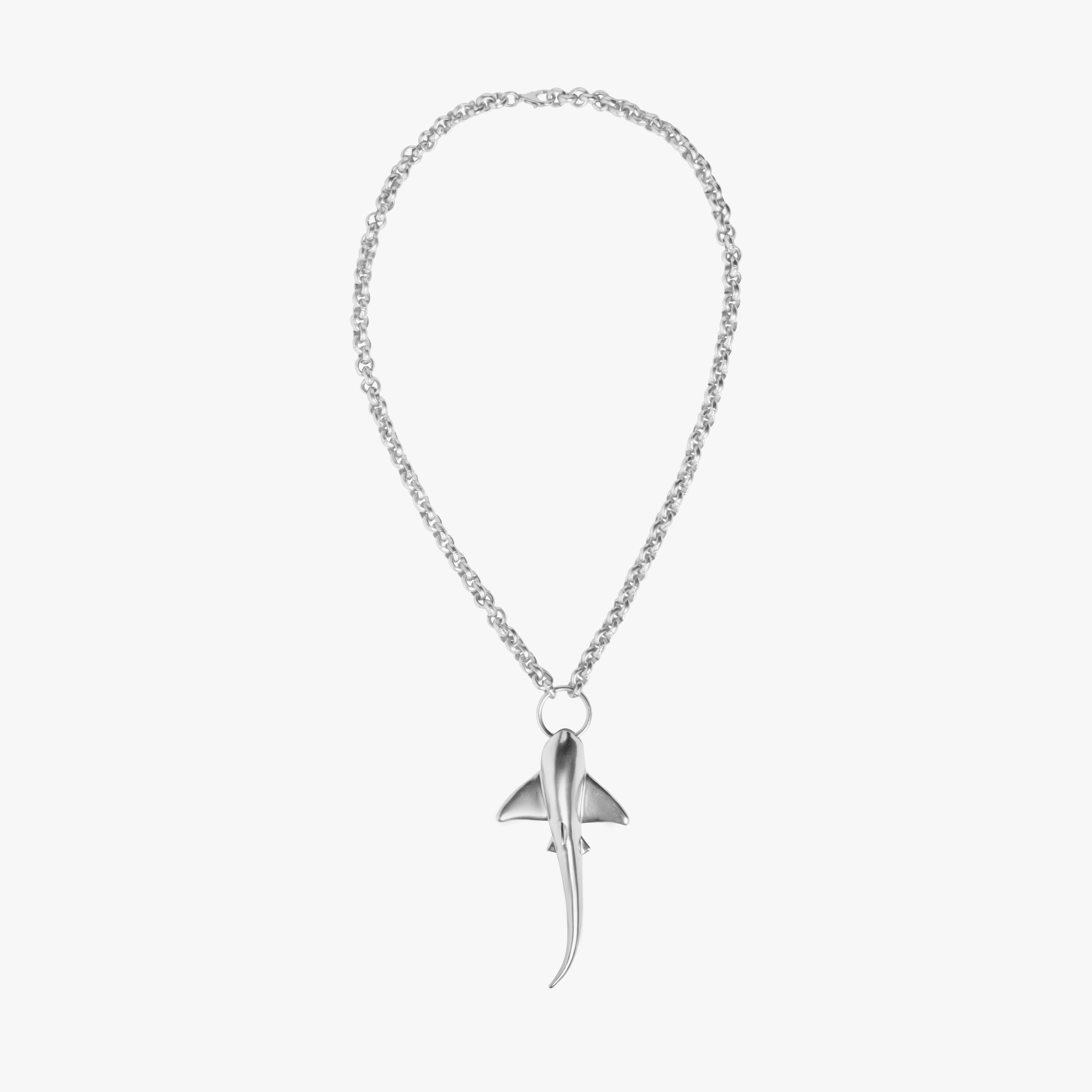 SHARK NECKLACE SILVER TONE , a product by Equiivalence