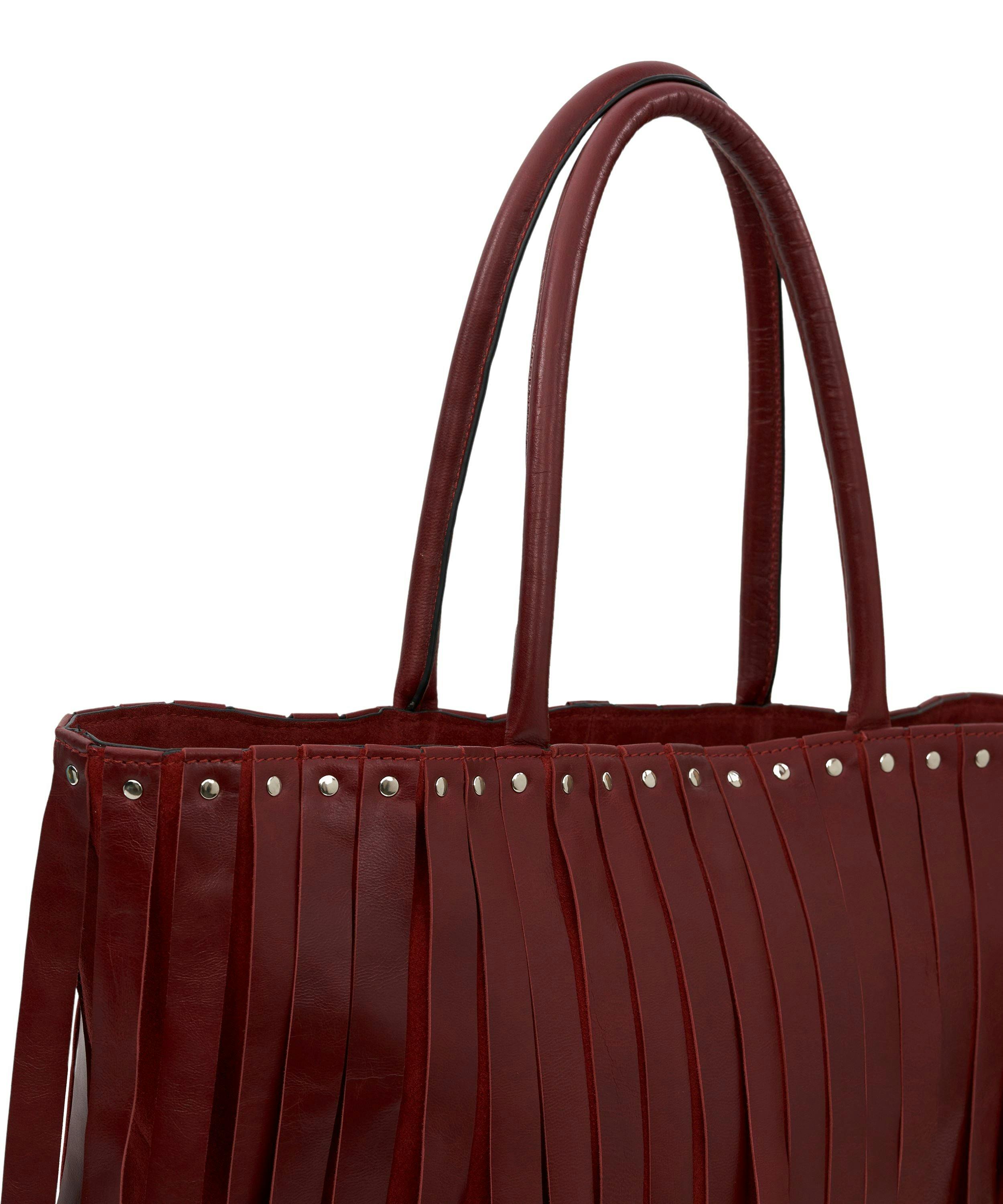 Thumbnail preview #2 for Tassel Tango Tote in Blood Red with Stud Details