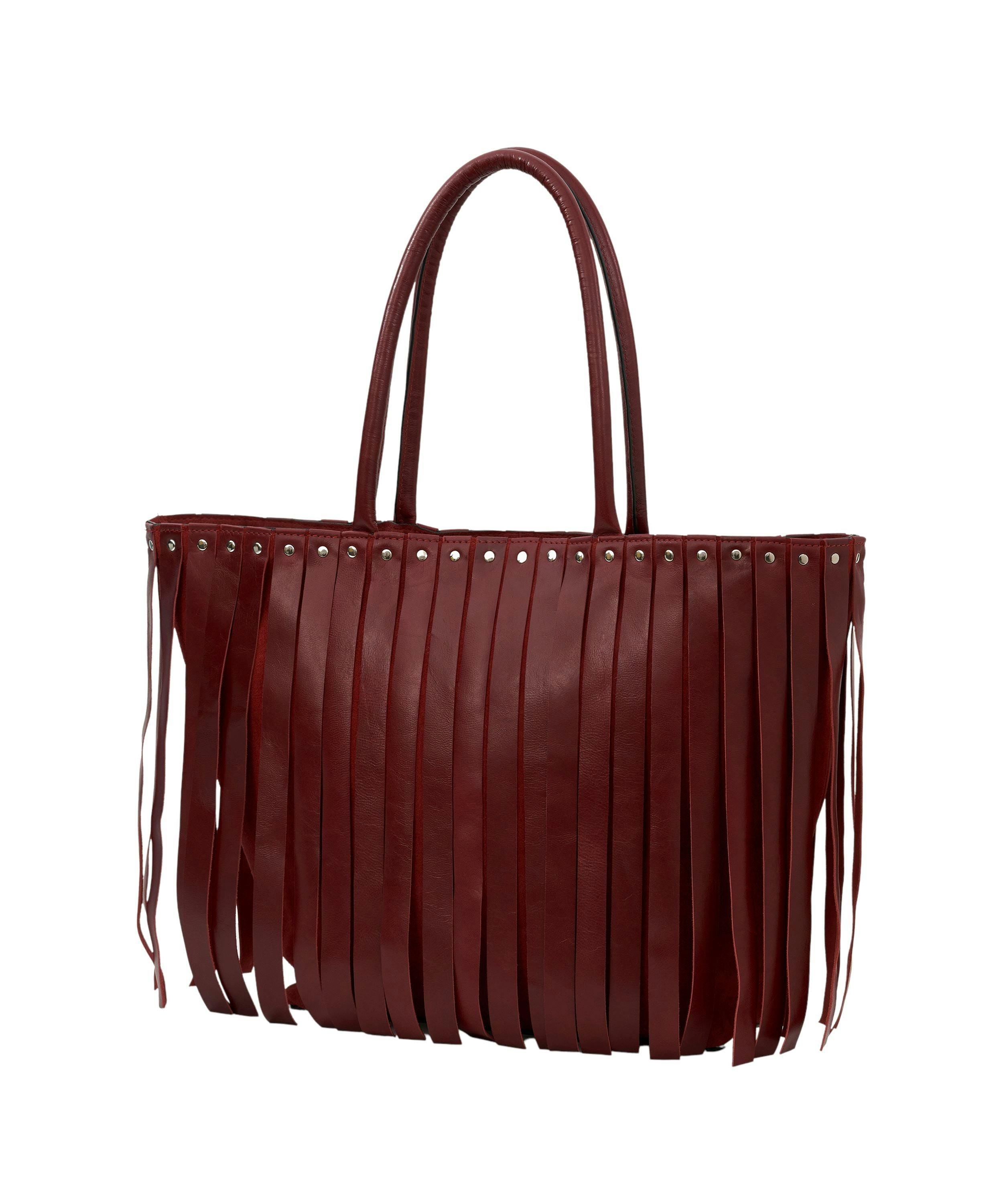 Thumbnail preview #1 for Tassel Tango Tote in Blood Red with Stud Details