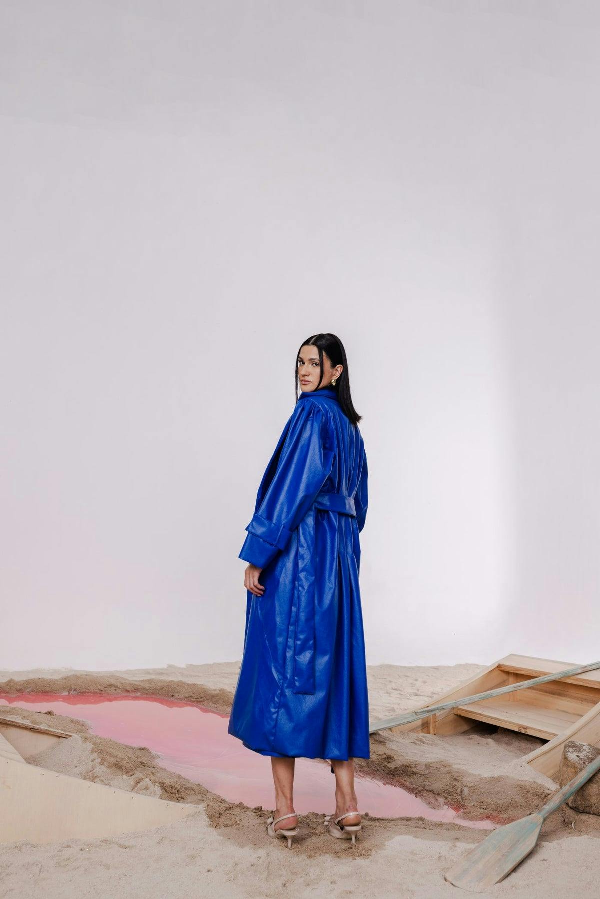 Thumbnail preview #6 for INOLA BLUE OVERSIZED TRENCH JACKET WITH MIDI SHEATH DRESS