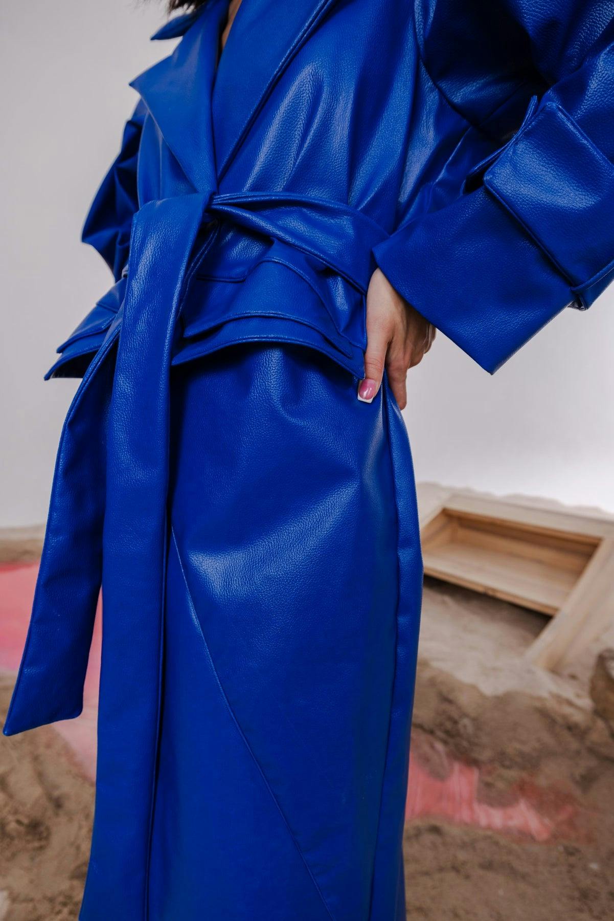 Thumbnail preview #8 for INOLA BLUE OVERSIZED TRENCH JACKET WITH MIDI SHEATH DRESS