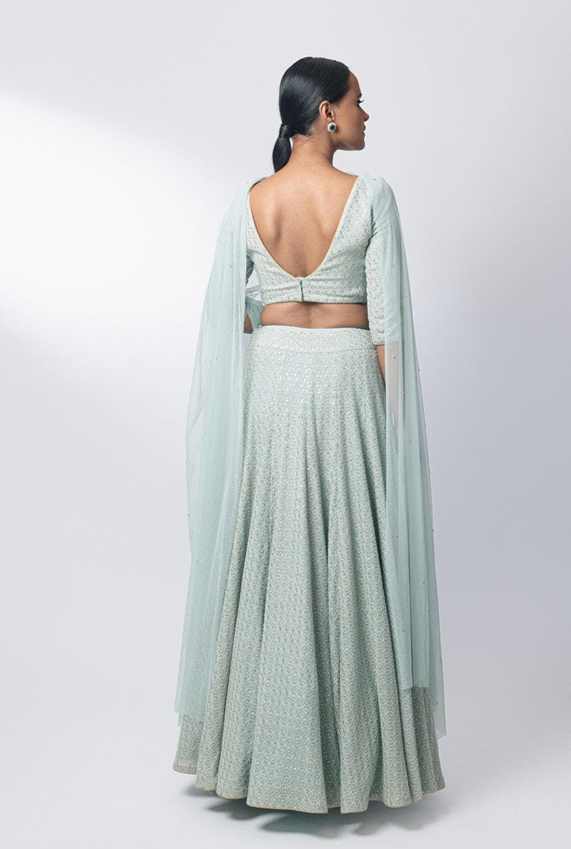 Thumbnail preview #2 for Pastel Blue Lehenga Set