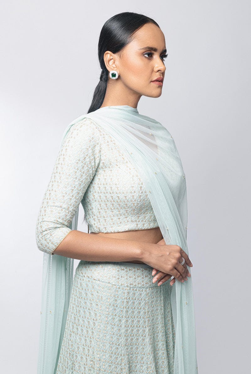 Thumbnail preview #3 for Pastel Blue Lehenga Set