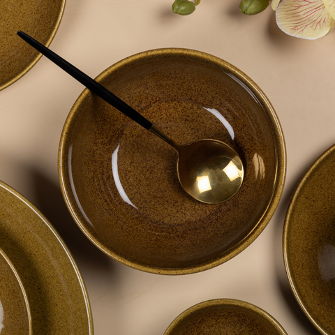 Thumbnail preview #1 for Golden Color Dinner Set - Set of 19