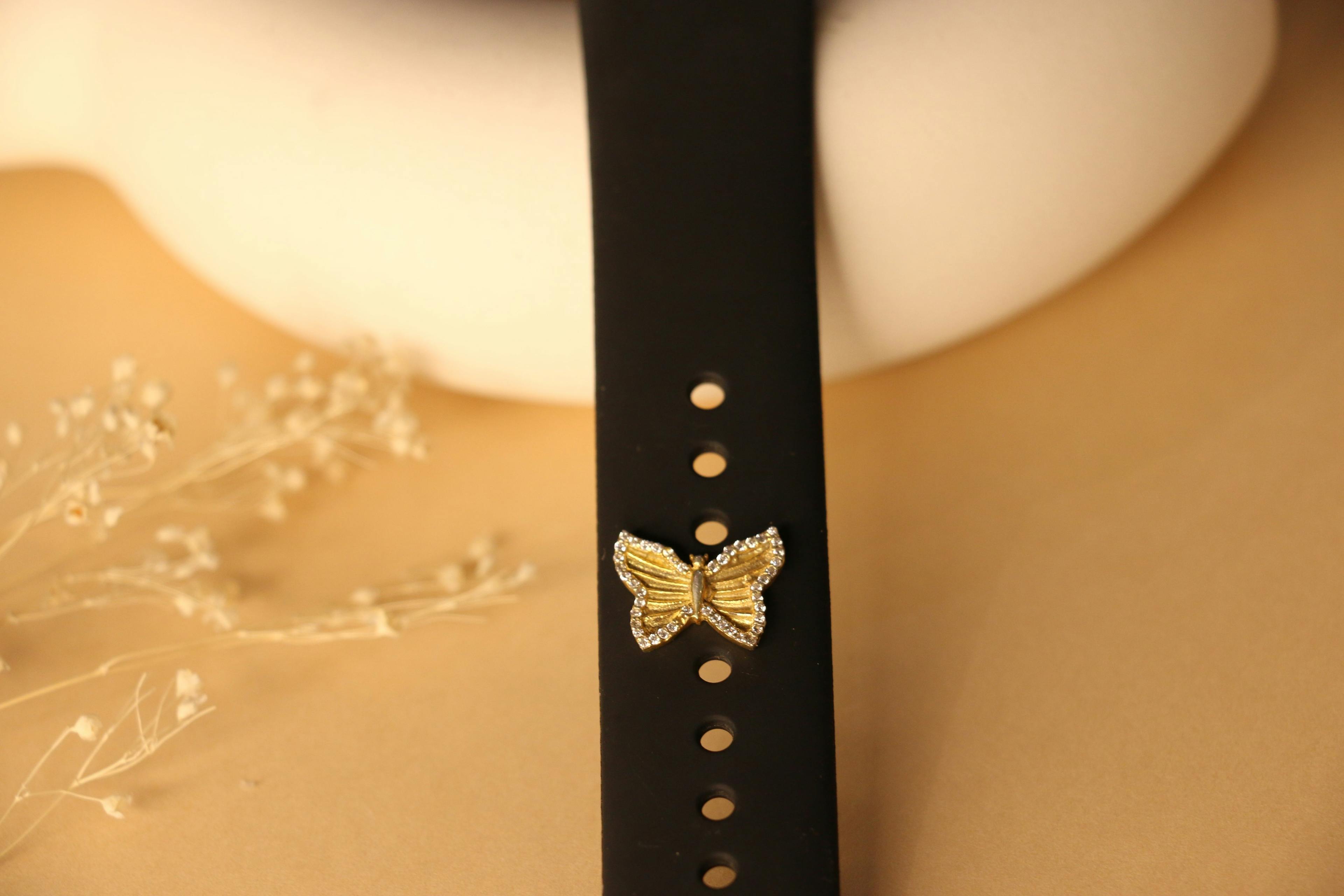 Butterfly bordered cz watch button, a product by The Jewel Closet Store