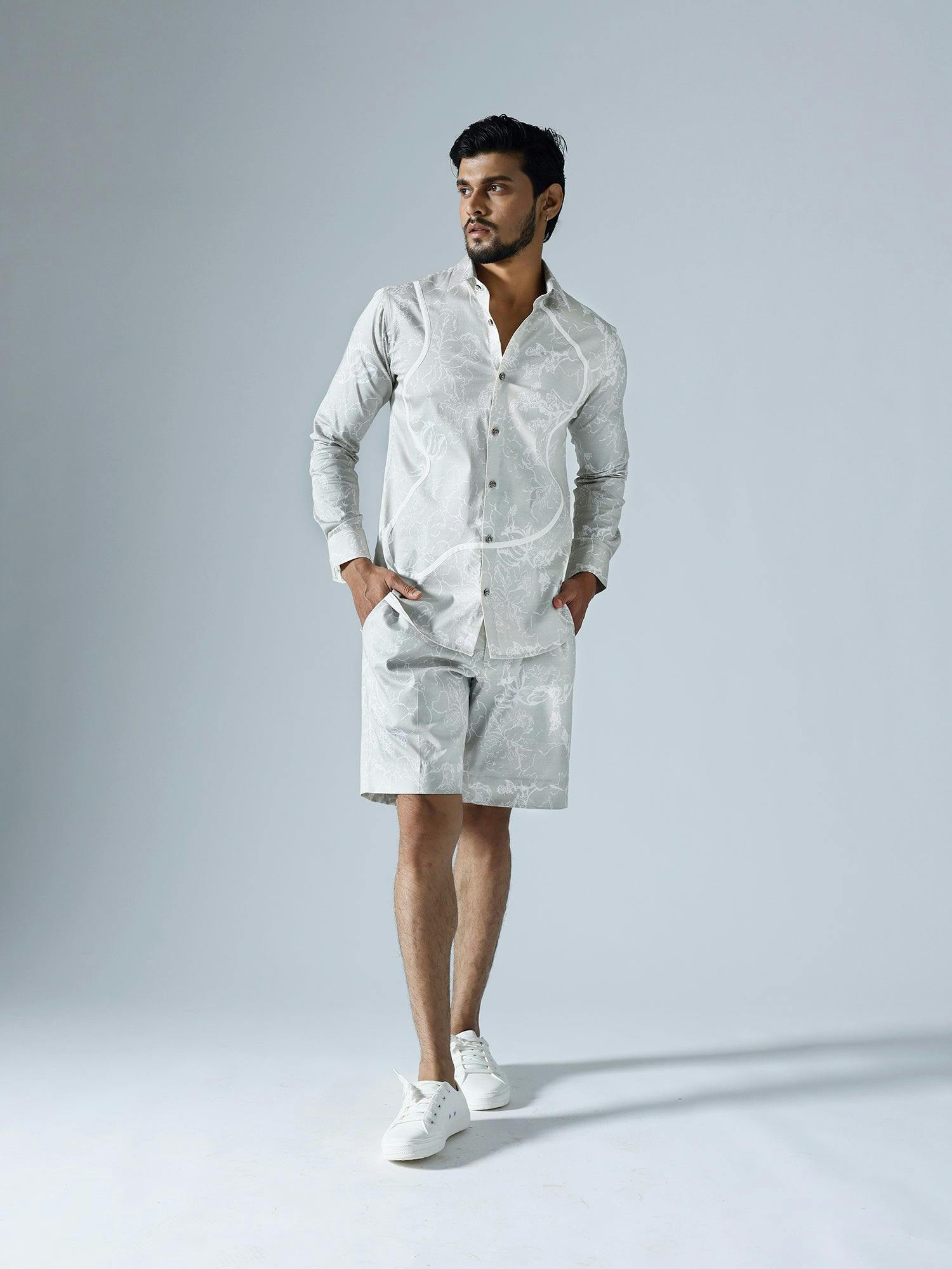 Bloom Grey Full sleeves Shirt With Shorts, a product by KLAD