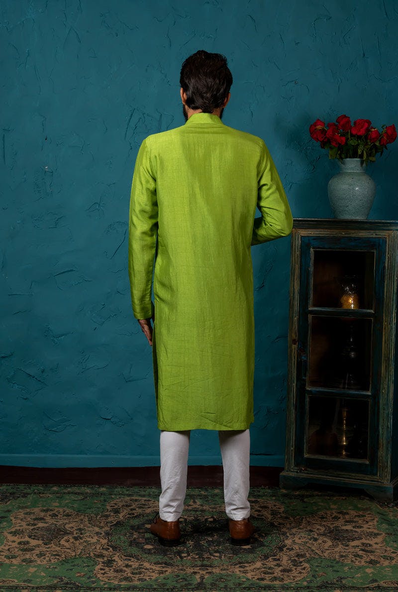 Thumbnail preview #2 for GREEN EMBROIDERED KURTA SET