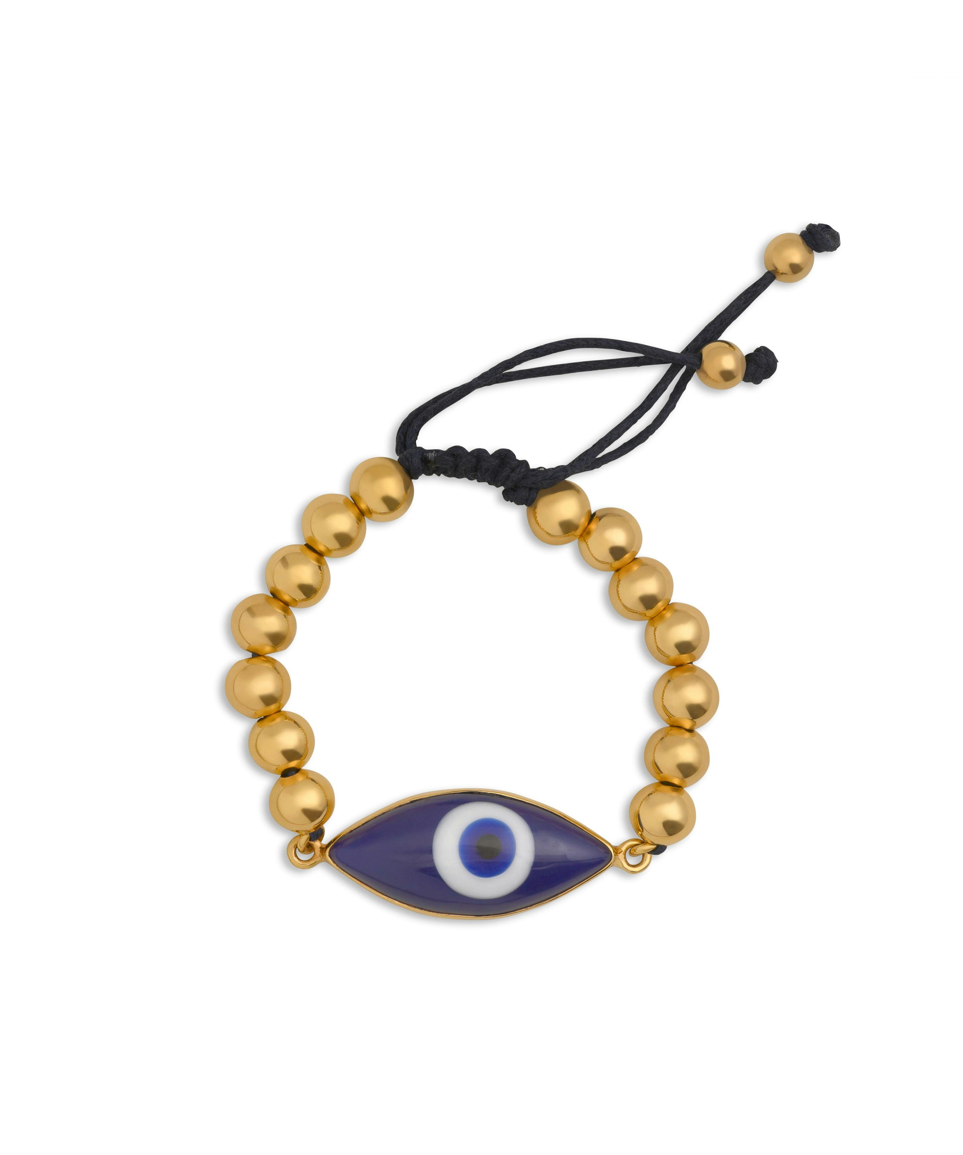 Blue Evil Eye Bracelet In Gold, a product by MNSH