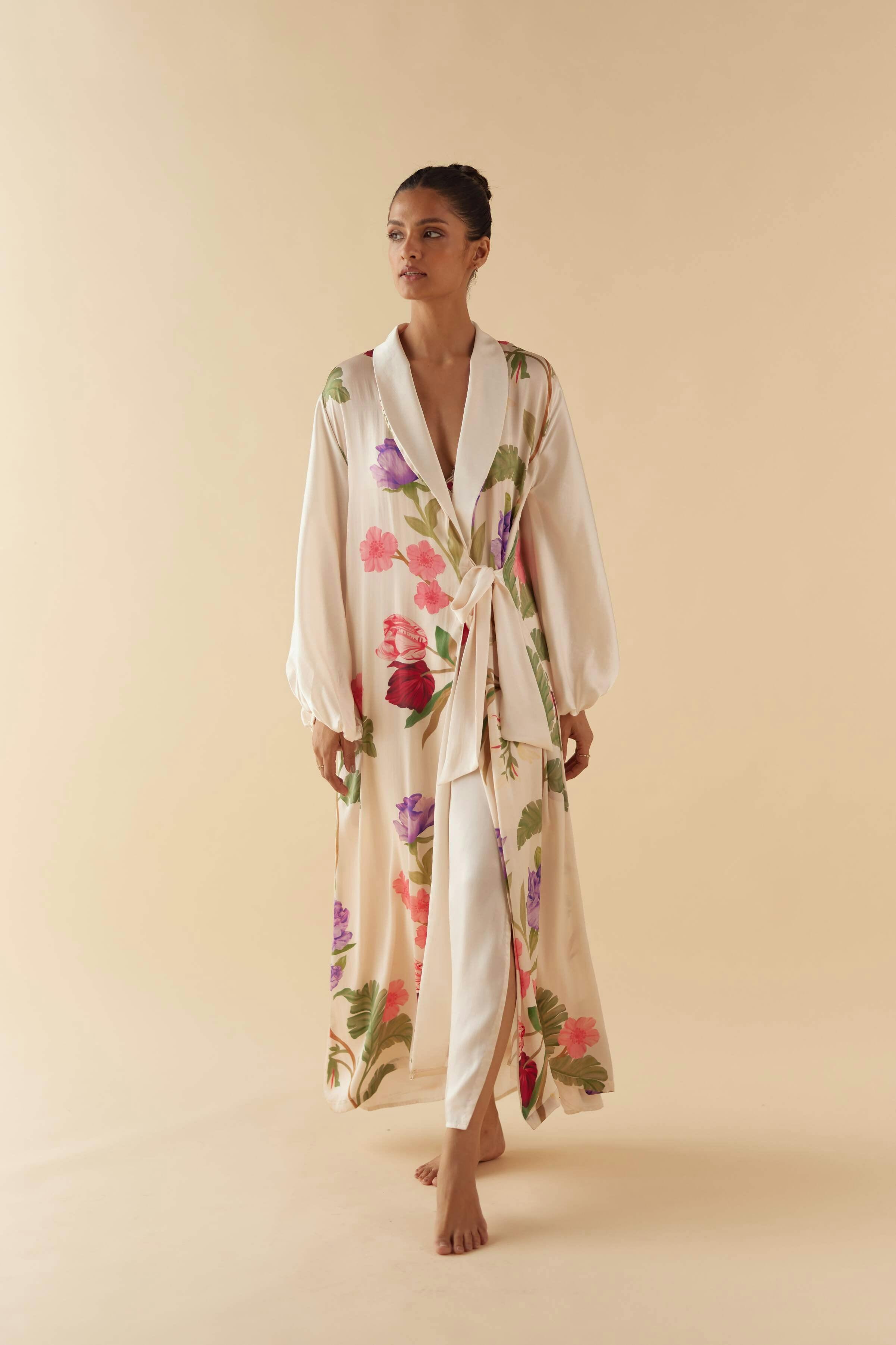 Thumbnail preview #0 for Floral Day Dream Silk Robe