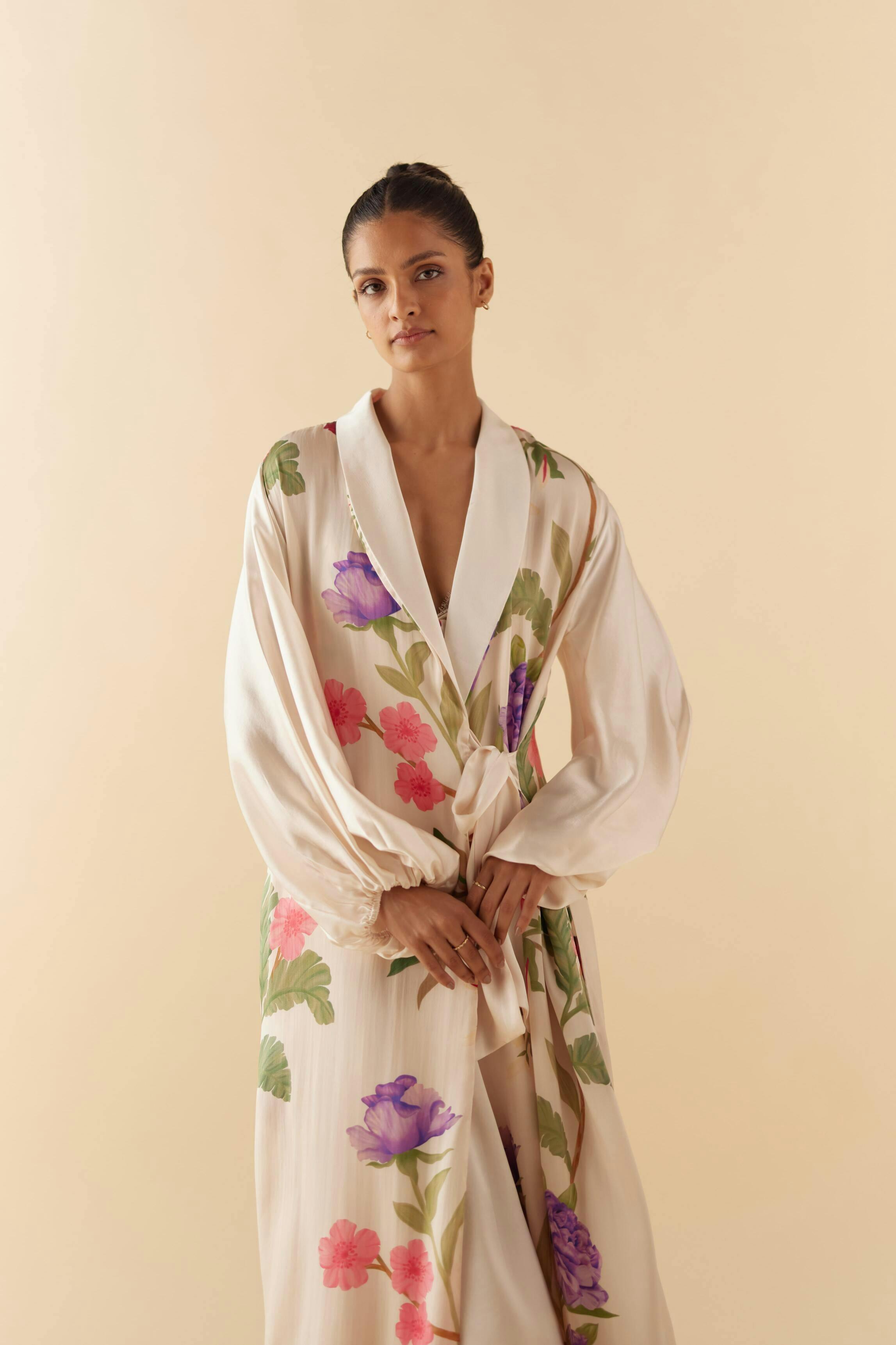 Thumbnail preview #2 for Floral Day Dream Silk Robe