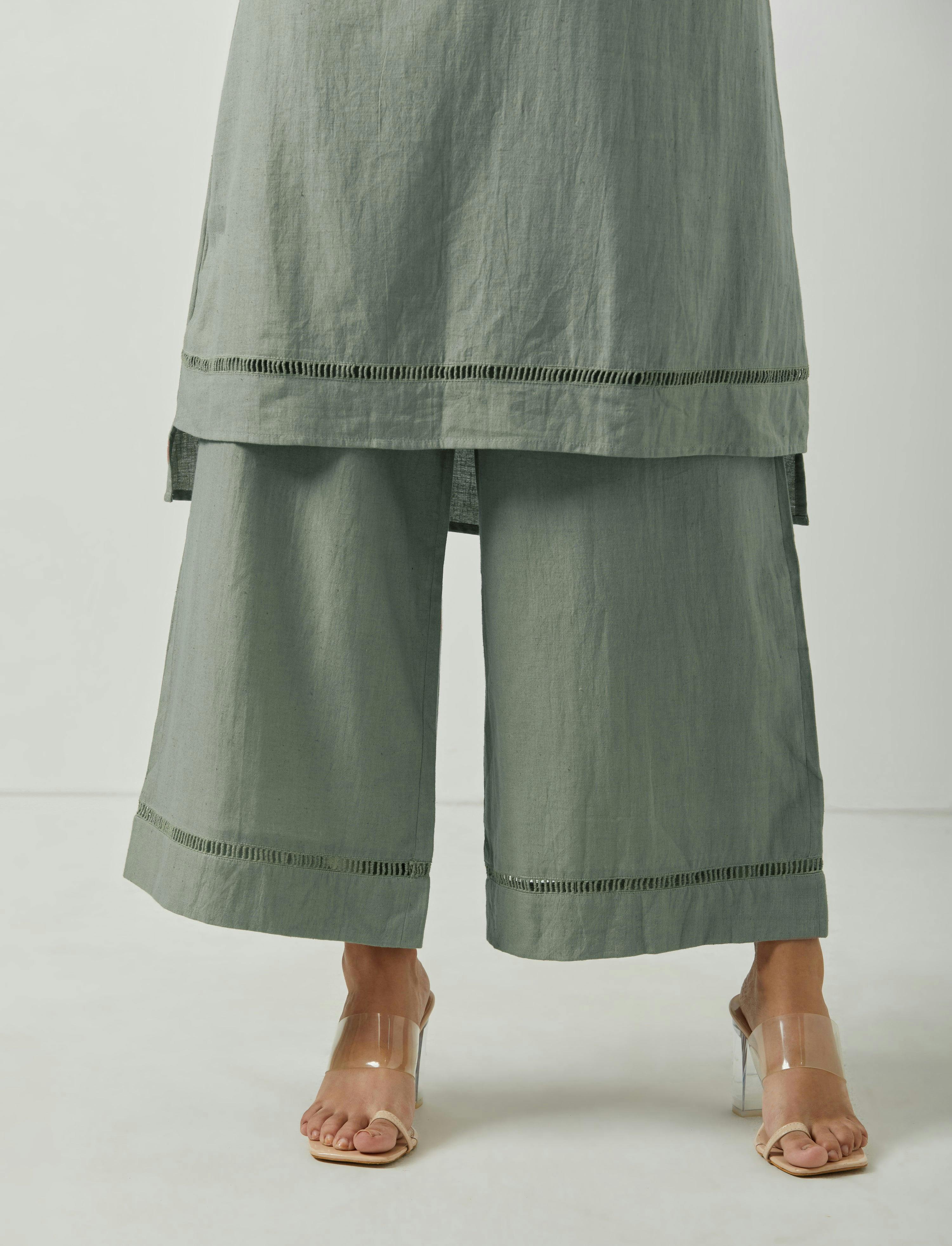 PALE OLIVE FOLIO PANTS - 1 PC, a product by MARKKAH STUDIO