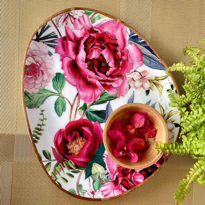 Thumbnail preview #2 for Large Oval Platter With Dip Bowl - Tudor Blooms