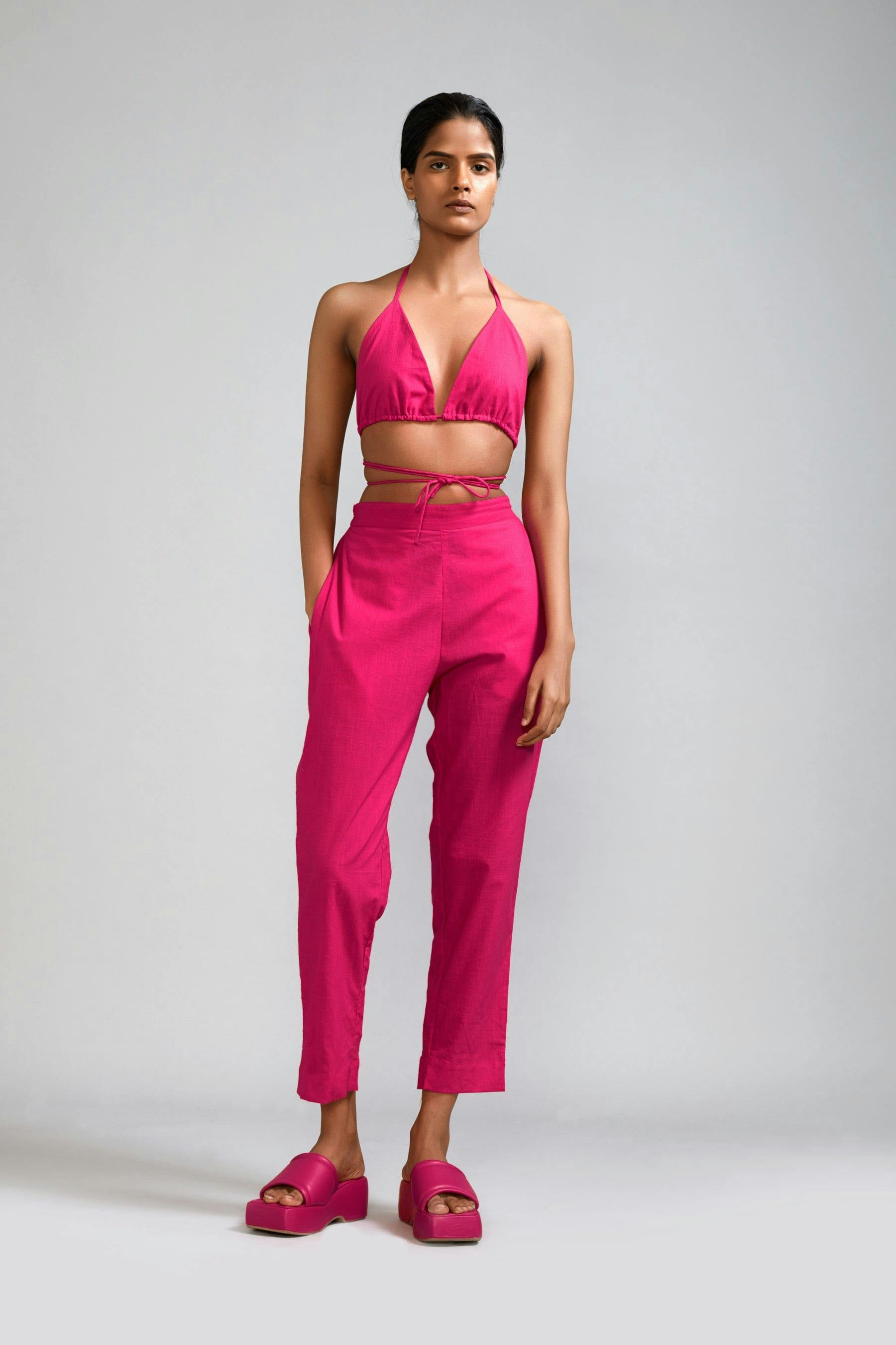 Pink Overlap Bralette & SE Pants Set (2 PCS), a product by Style Mati