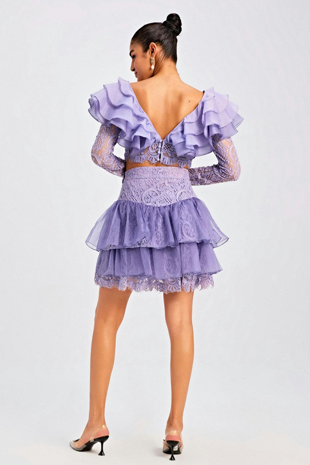 Thumbnail preview #4 for Lilac Ruffled Layered Skirt Set