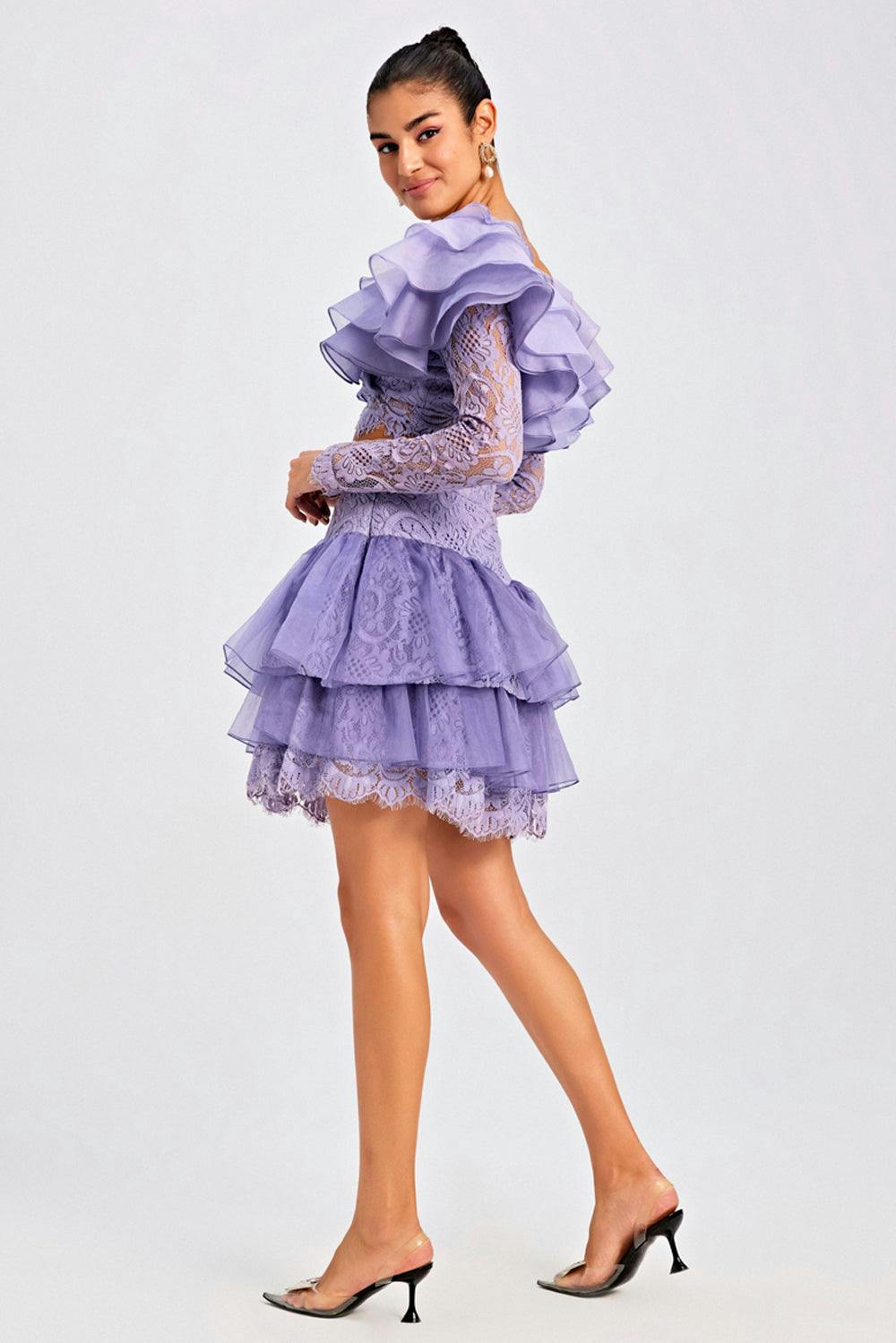 Thumbnail preview #2 for Lilac Ruffled Layered Skirt Set