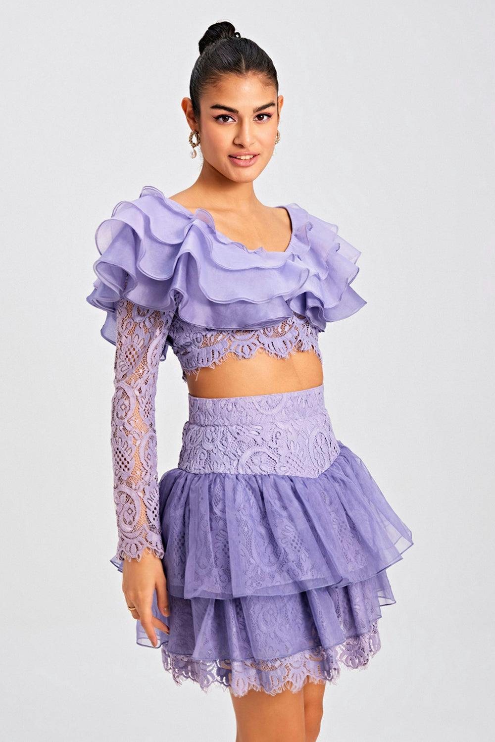 Thumbnail preview #3 for Lilac Ruffled Layered Skirt Set