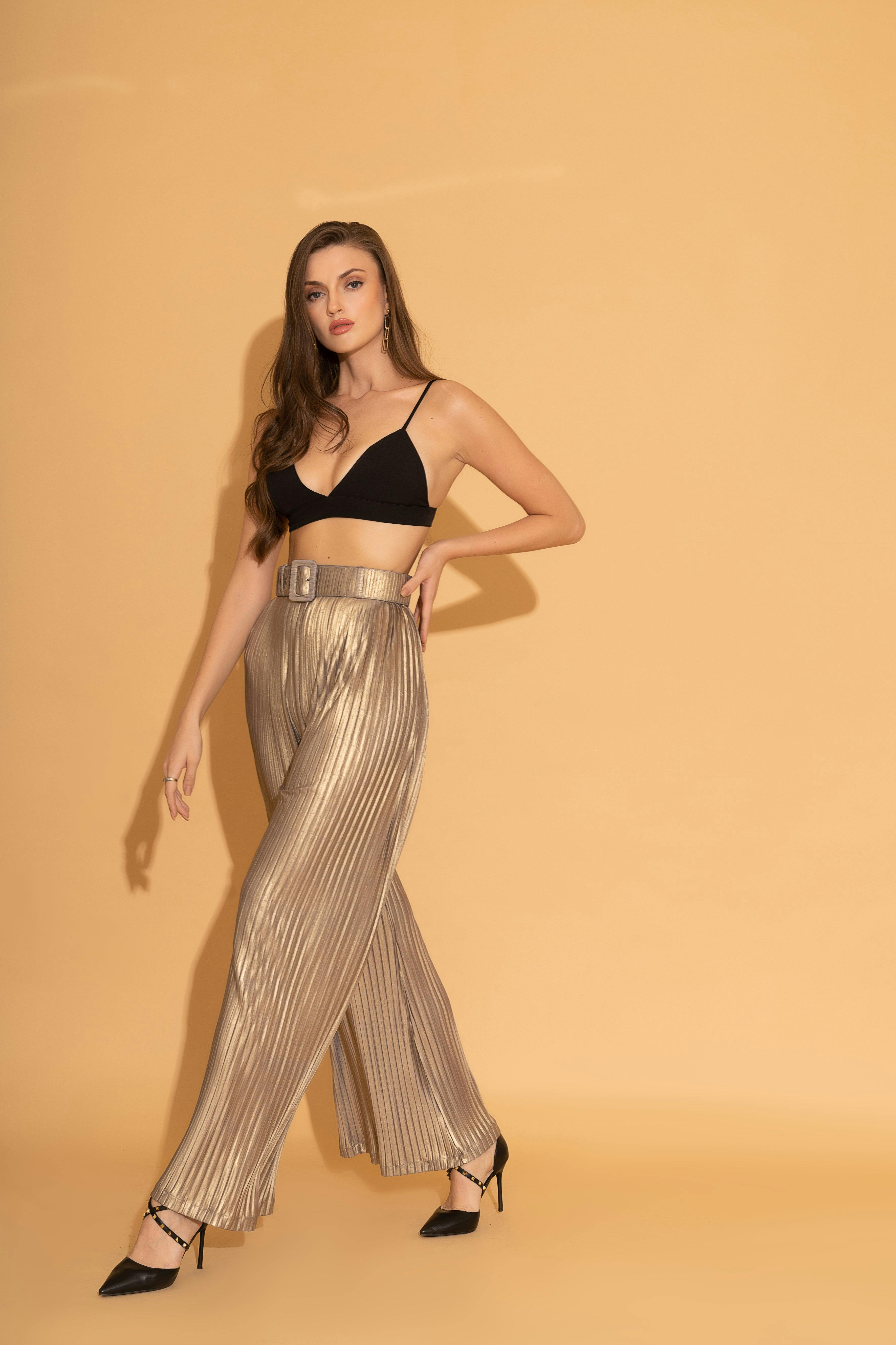 Gold Pleated Belted Pants, a product by Torqadorn