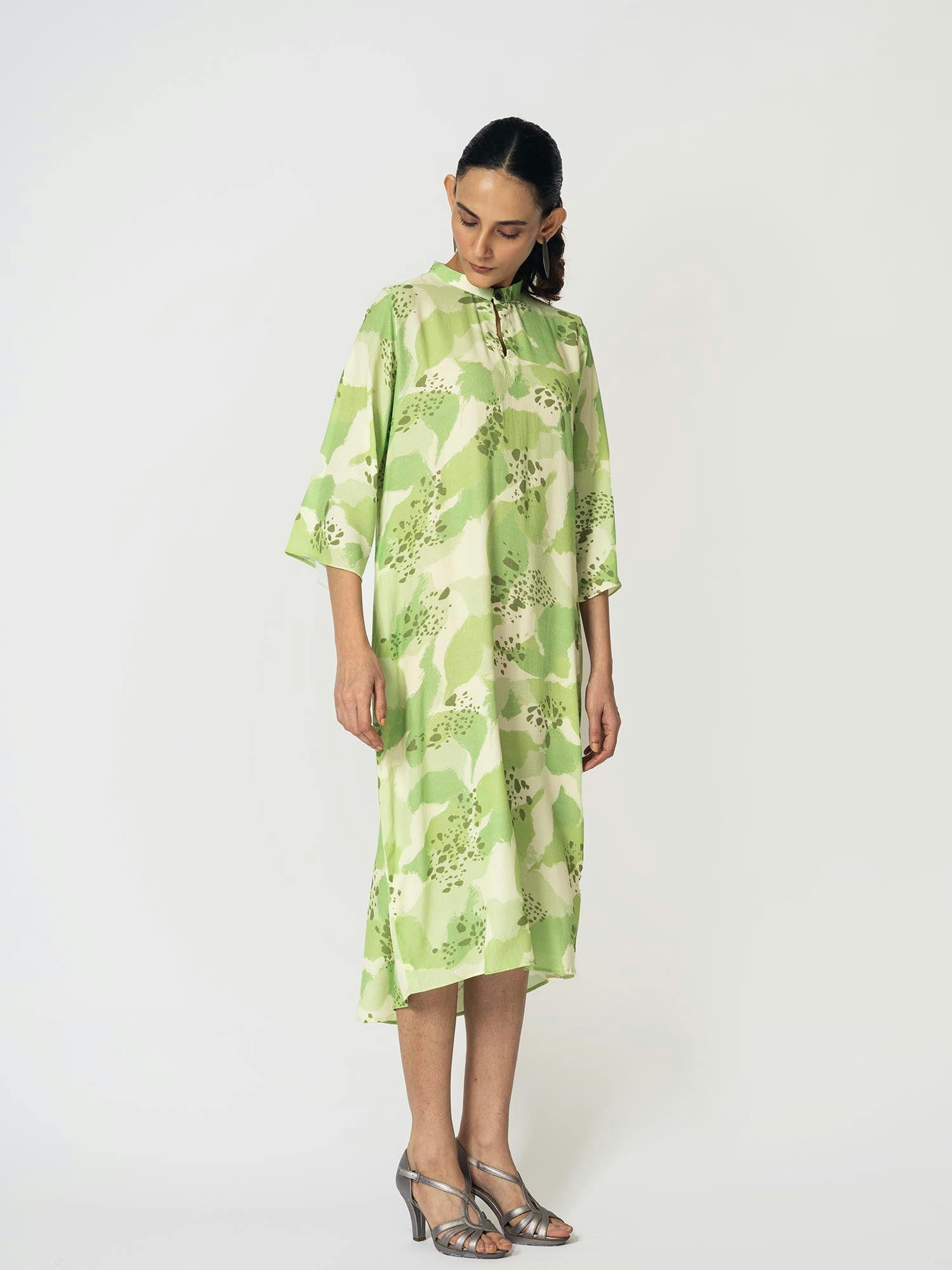 Dots Lime Dress with Scarf, a product by KLAD