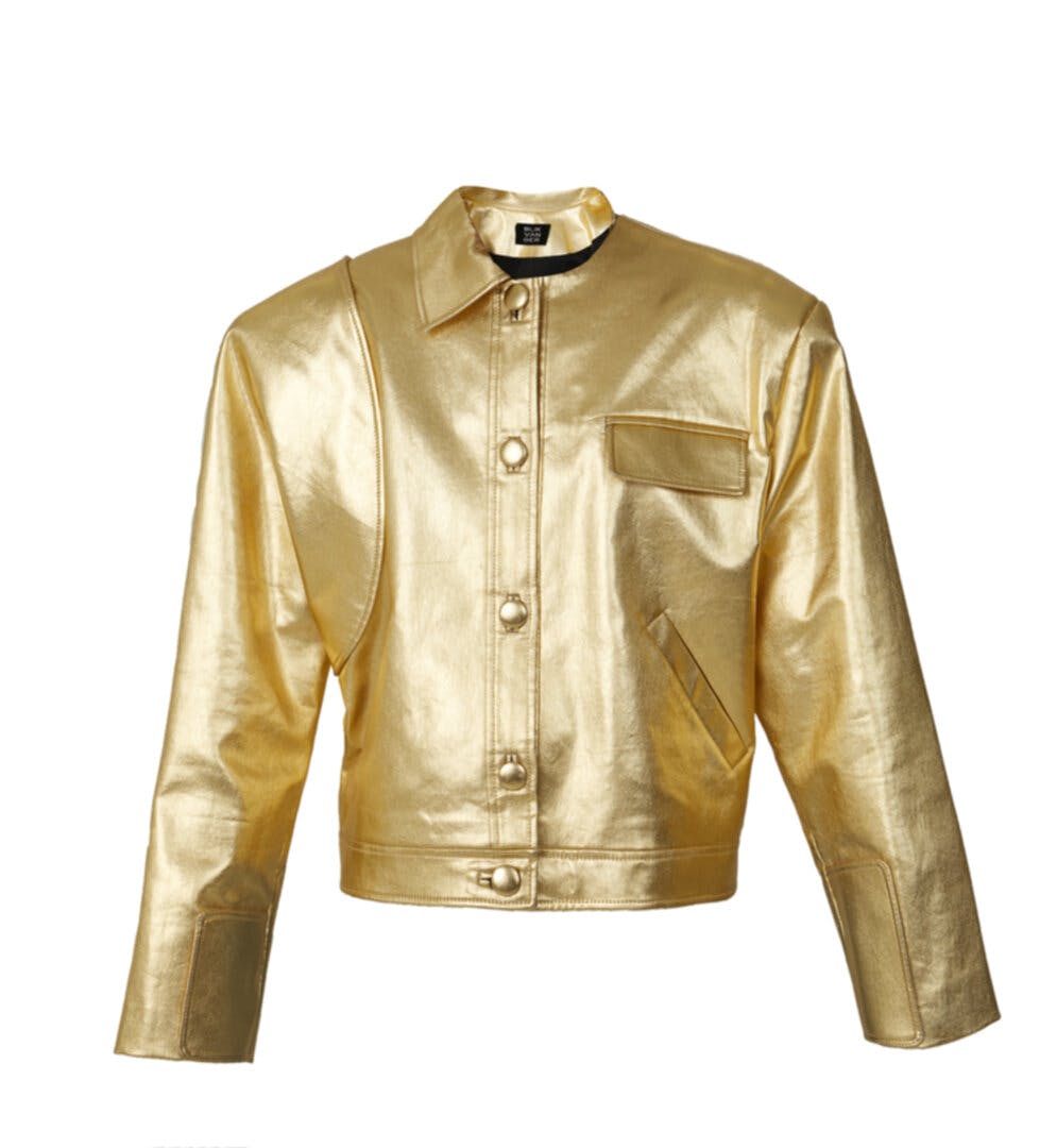 Thumbnail preview #1 for Golden faux leather jacket