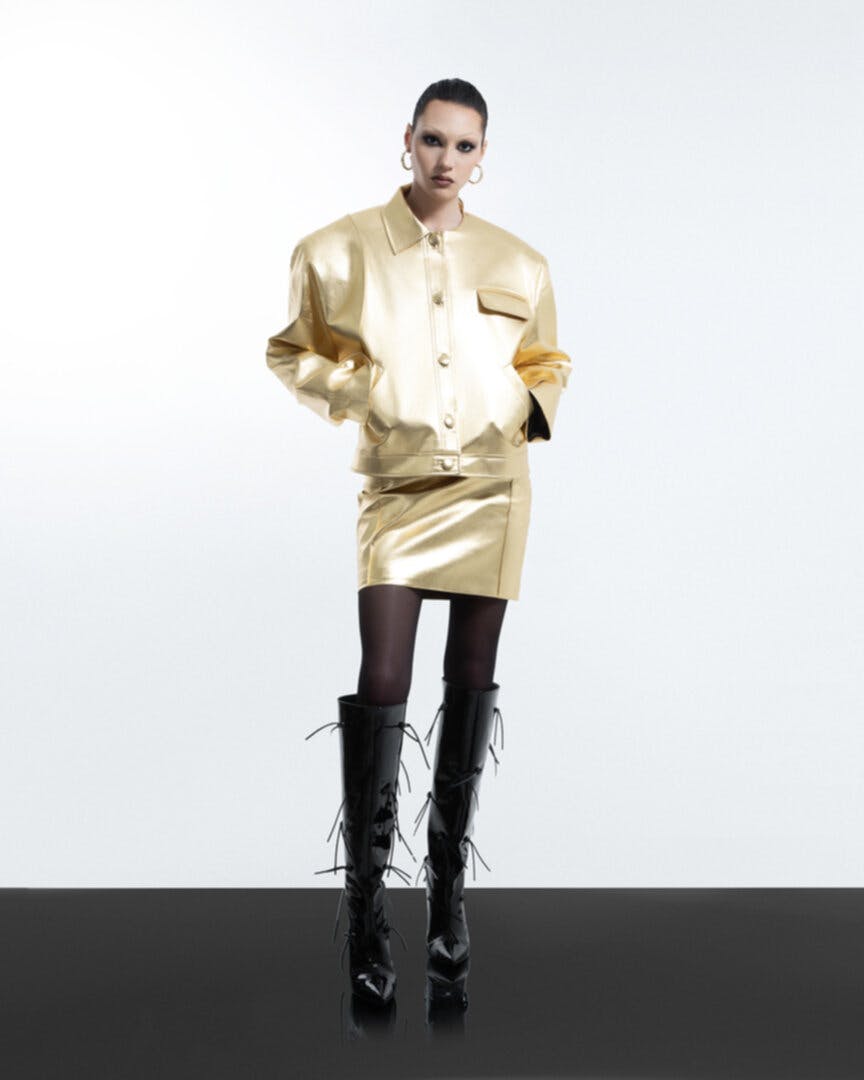 Golden faux leather jacket, a product by BLIKVANGER