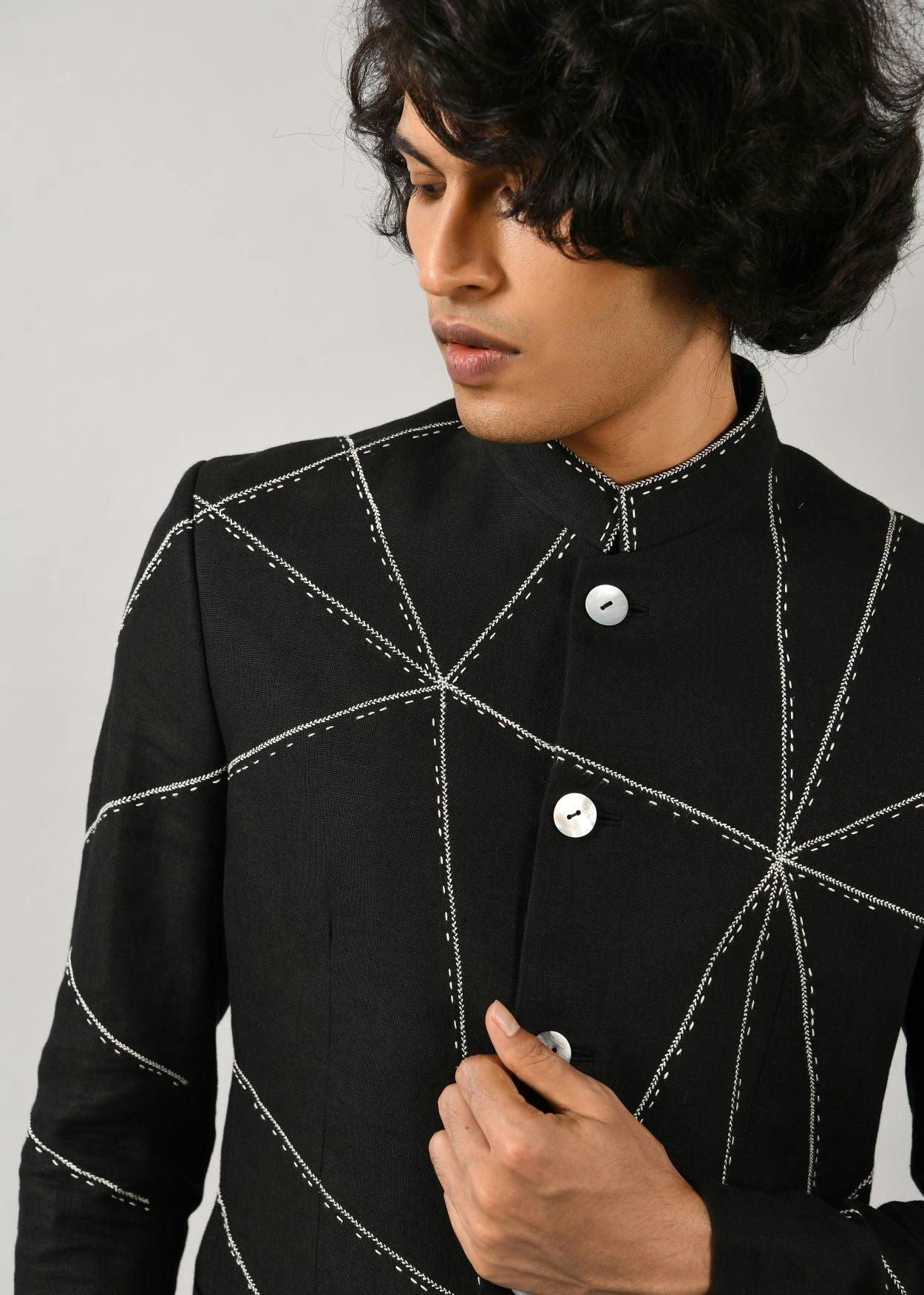 Thumbnail preview #1 for Fence Wire Bandhgala Jacket