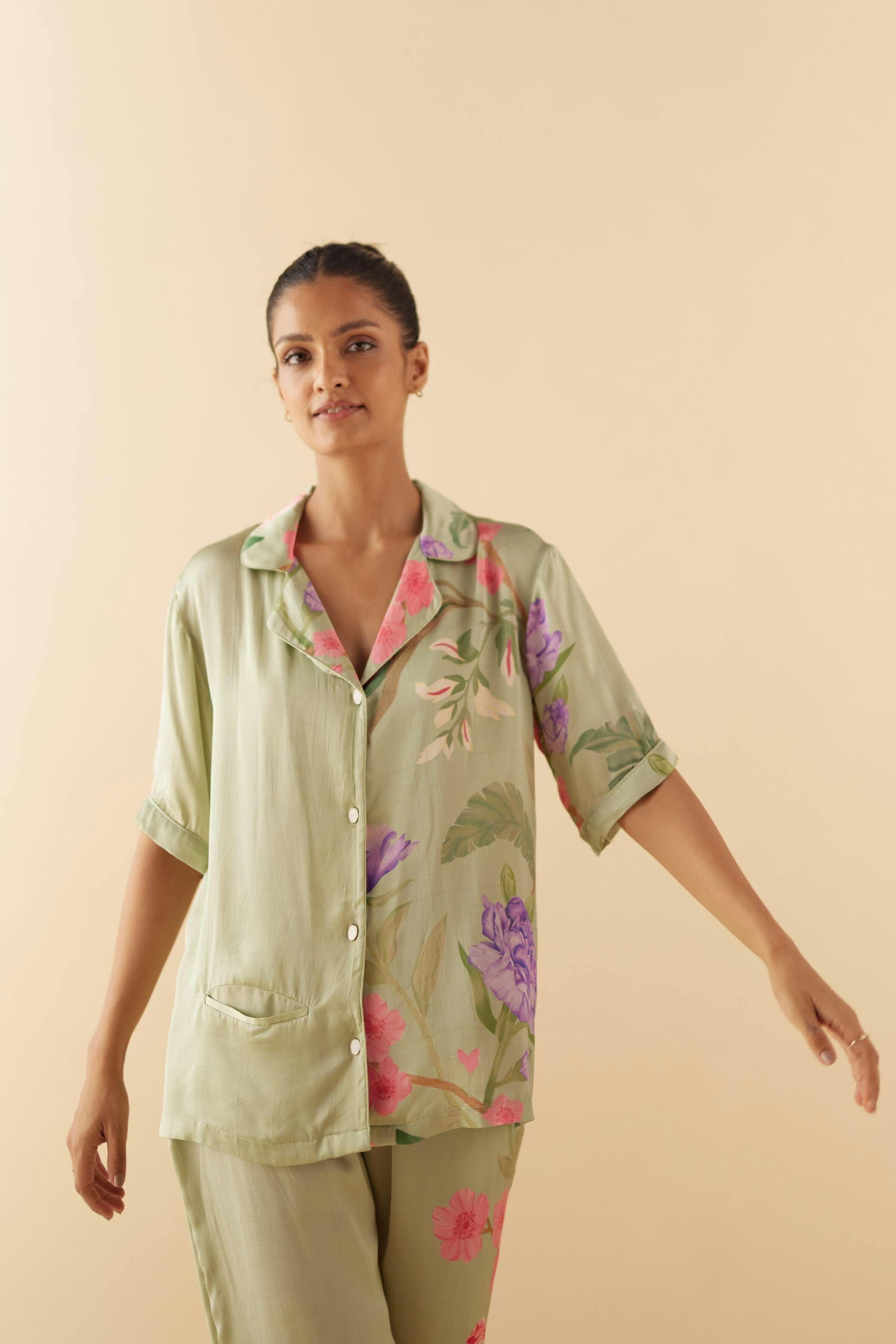 Thumbnail preview #0 for Lounge to Sleep PJ Shirt in Jade Green