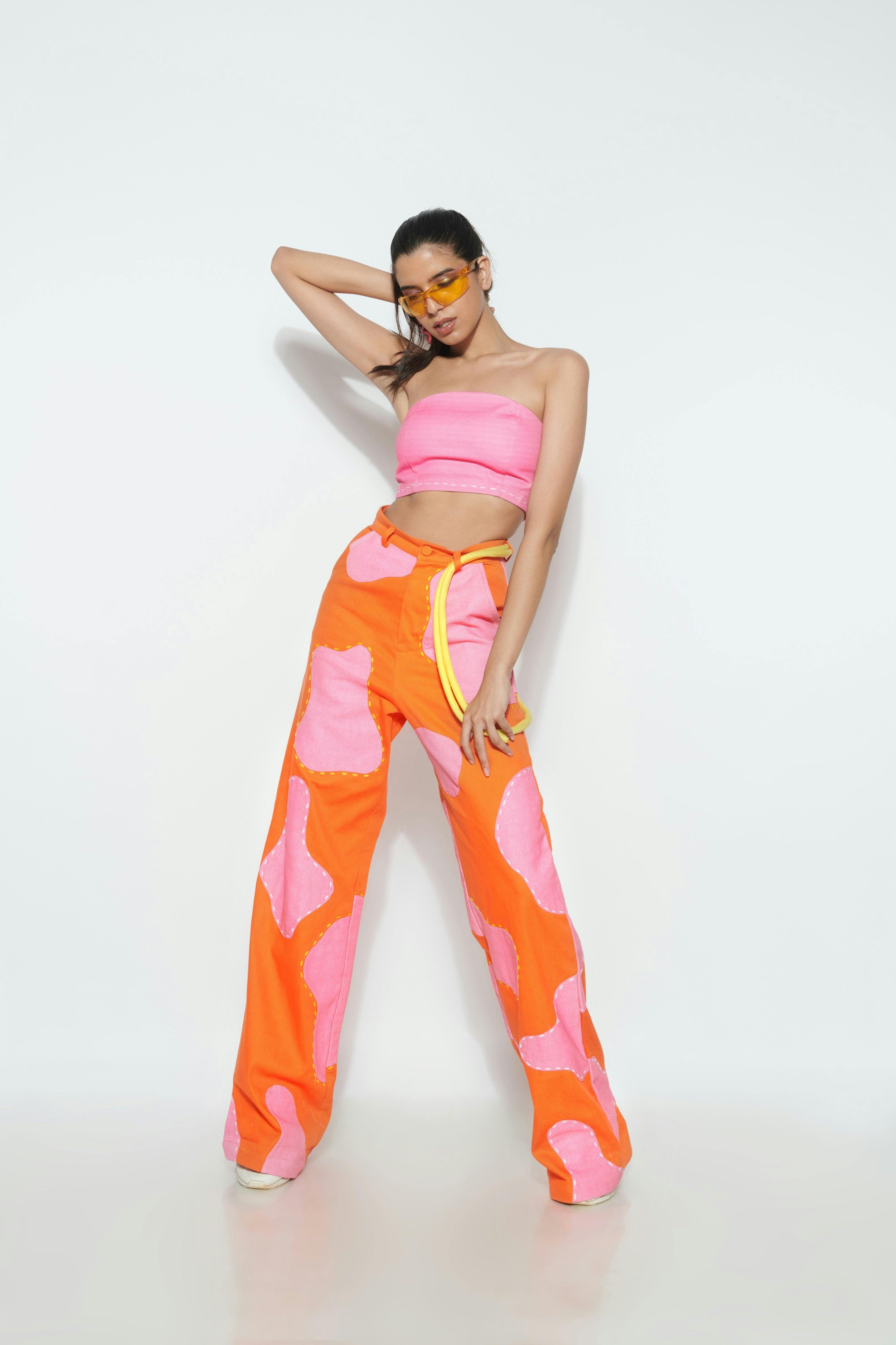 Thumbnail preview #2 for COTTON CANDY CROP TOP AND SPOTTED IN PINK PANTS CO-ORD SET