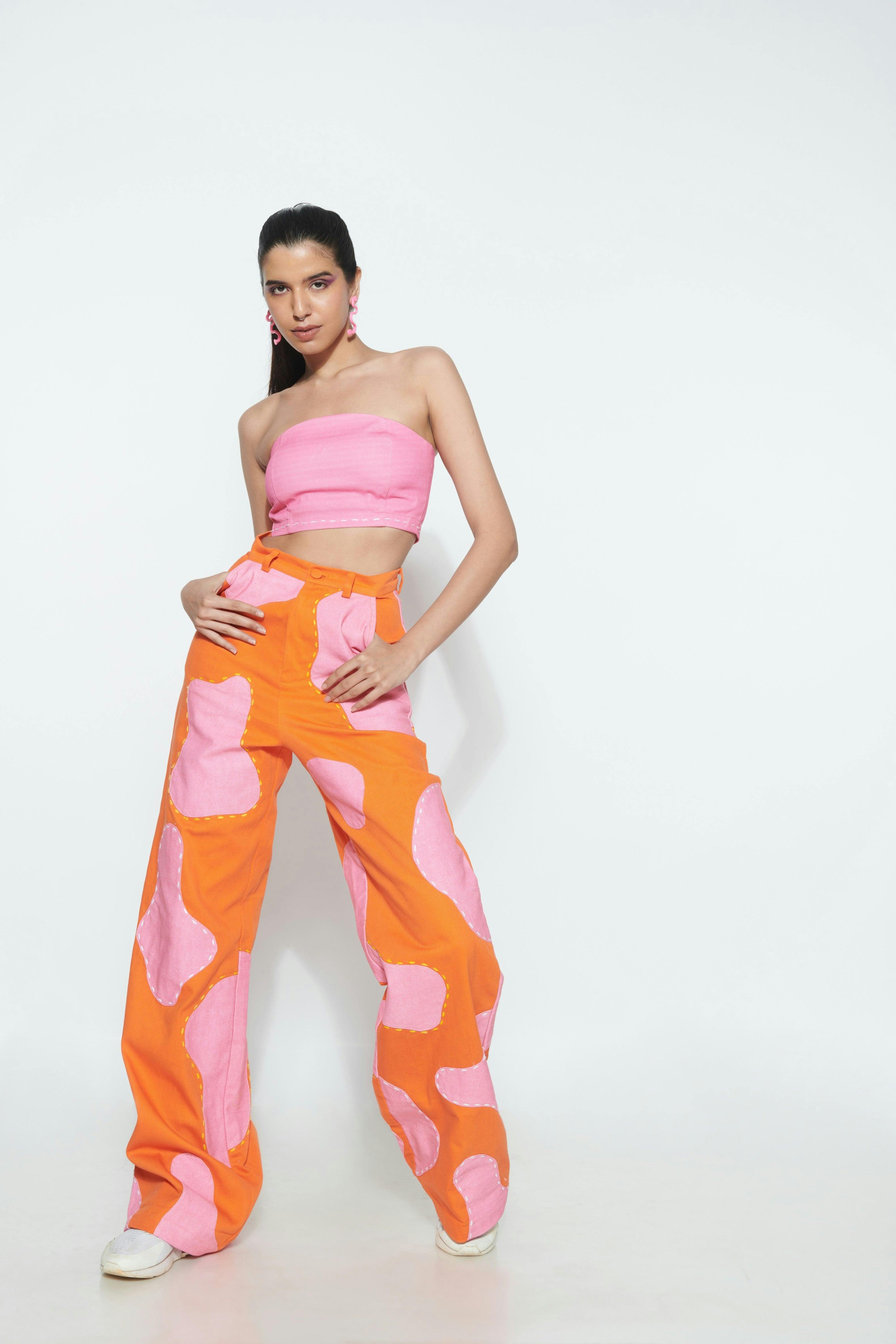 COTTON CANDY CROP TOP AND SPOTTED IN PINK PANTS CO-ORD SET, a product by Sazo