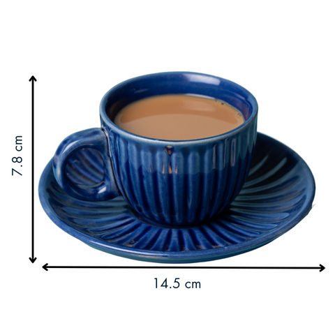 Thumbnail preview #1 for Blue Color Cup and Saucer with Unique Design