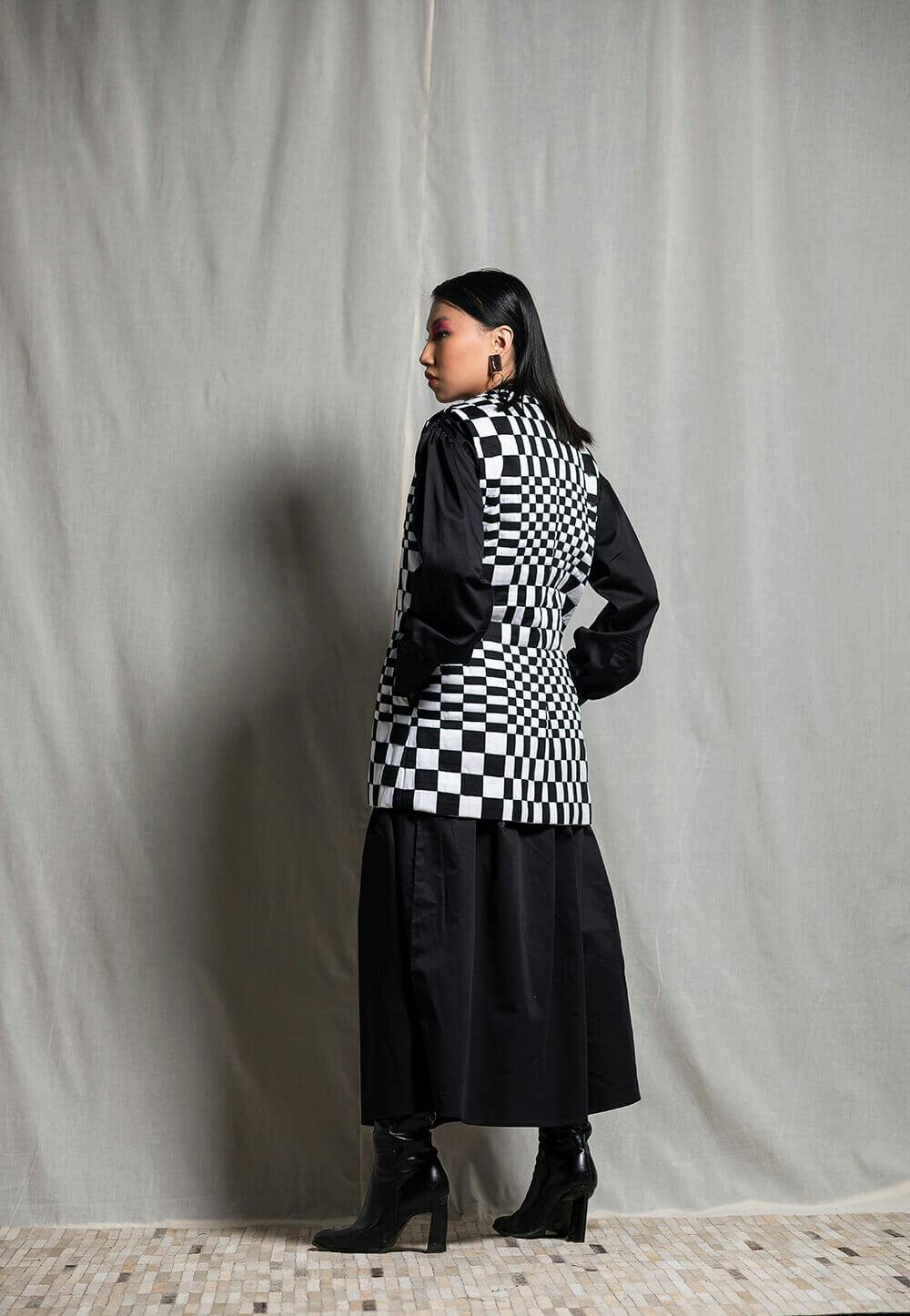 Thumbnail preview #2 for Woven Multi-Checkered Cutsleeve Jacket