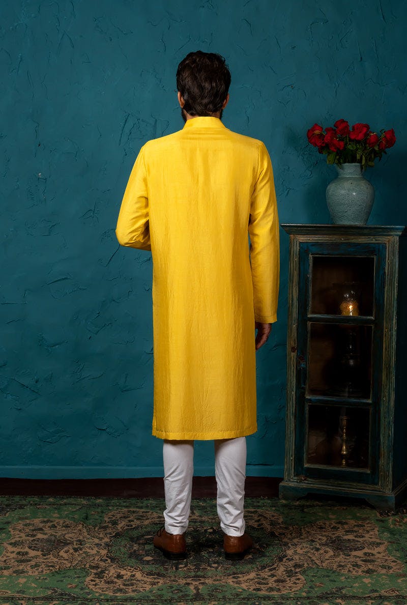 Thumbnail preview #2 for YELLOW EMBROIDERED KURTA SET