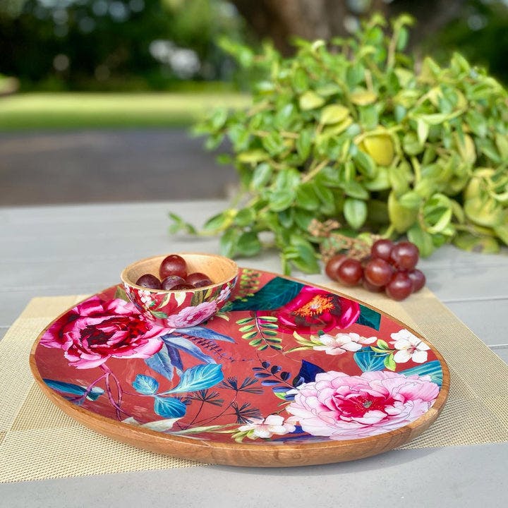 Thumbnail preview #2 for Large Oval Platter With Dip Bowl - Windsor Blooms