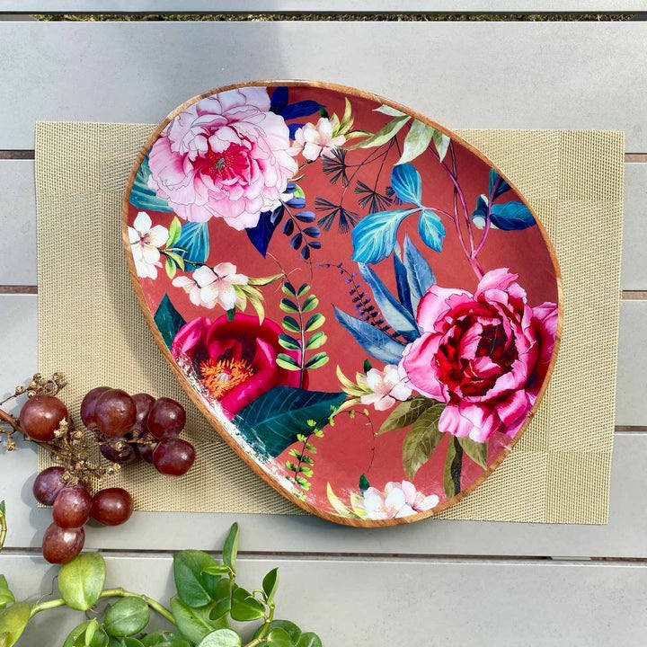 Large Oval Platter With Dip Bowl - Windsor Blooms, a product by Faaya Gifting