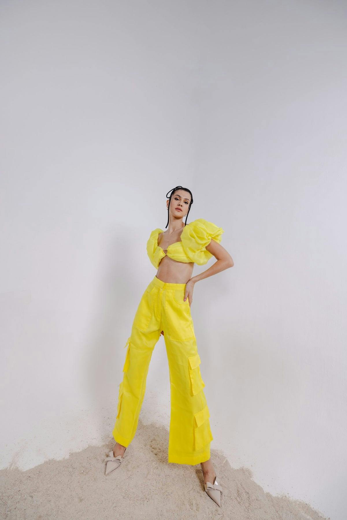 ENZO YELLOW CROP TOP & PANTS, a product by July Issue