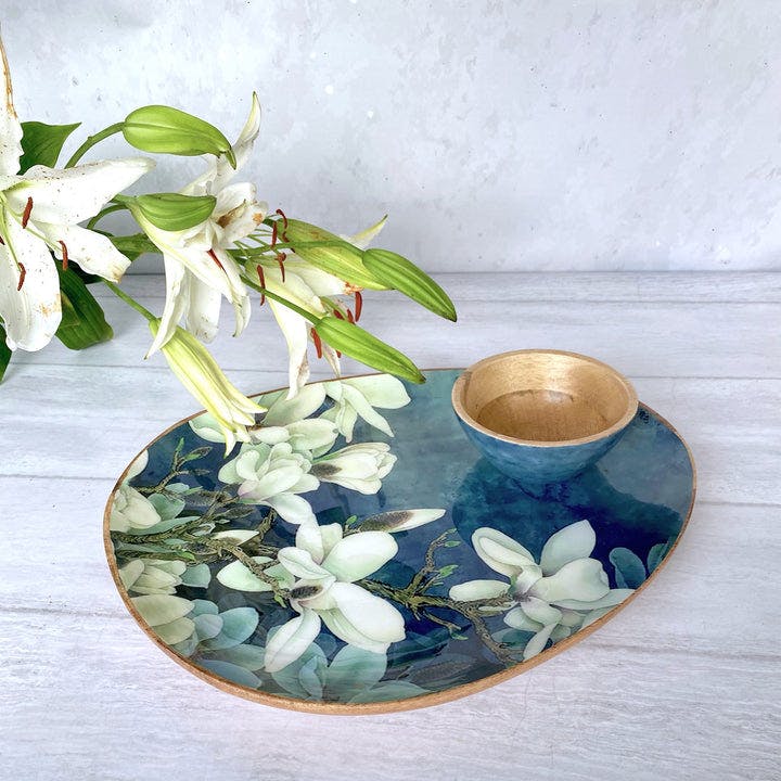 Large Oval Platter With Dip Bowl - Ceylon Dusk, a product by Faaya Gifting