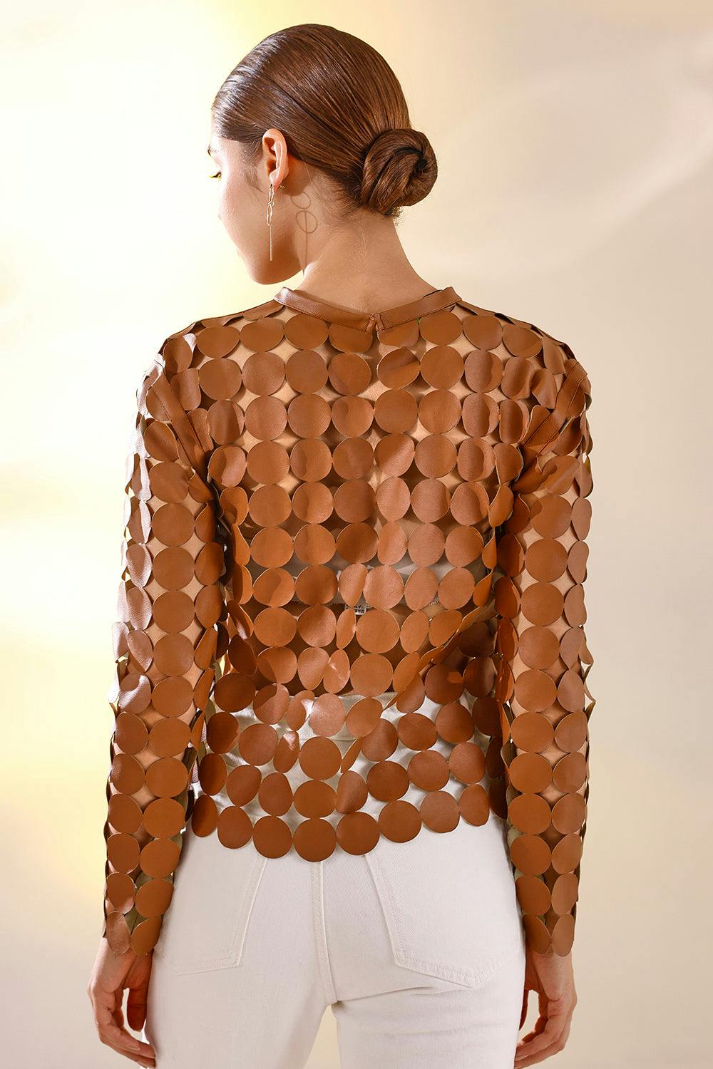 Thumbnail preview #2 for Brown glister leather top