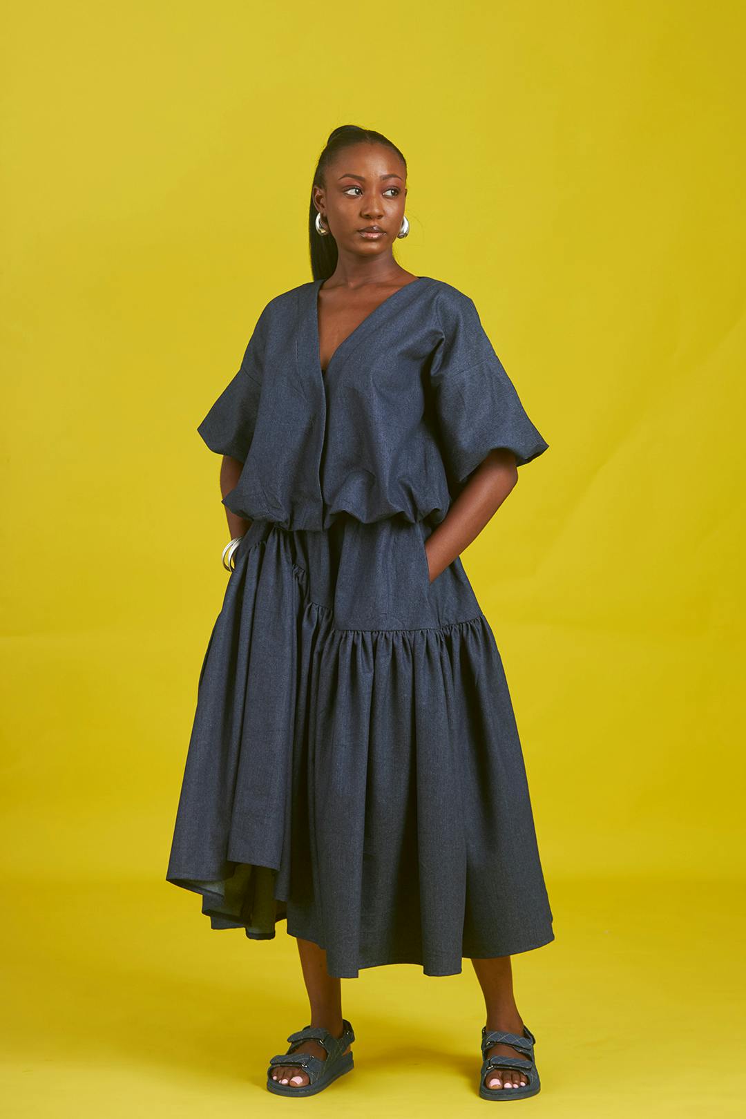 Amaka Denim Skirt Set, a product by M.O.T