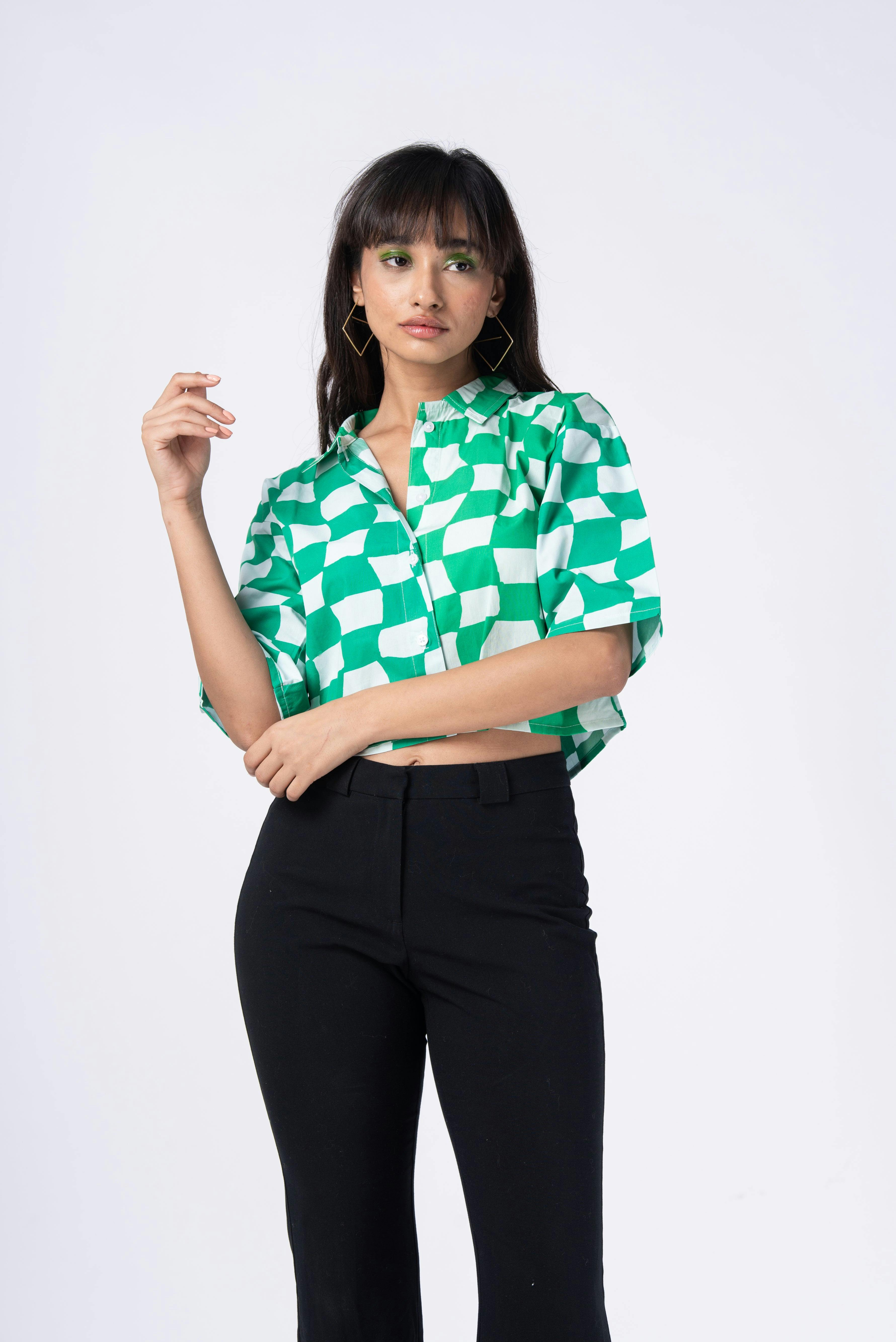 Green checkered (top), a product by Radharaman