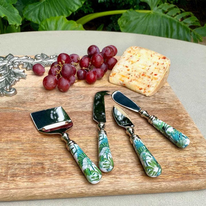 Thumbnail preview #1 for Round Platter With Cheese Knives, Gift Set Of 5 - Amazonia Day