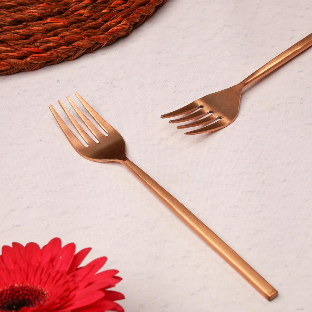 Thumbnail preview #1 for The Classic Rose Gold Dining Fork - Set of 6