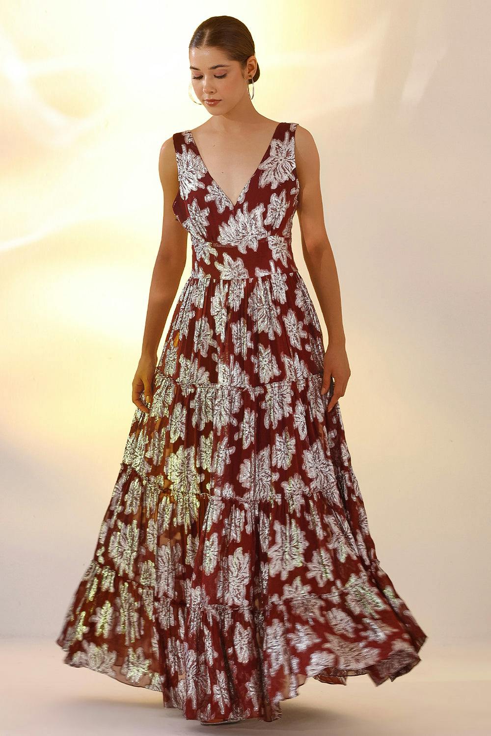 Thumbnail preview #3 for Wine Lurex maxi dress