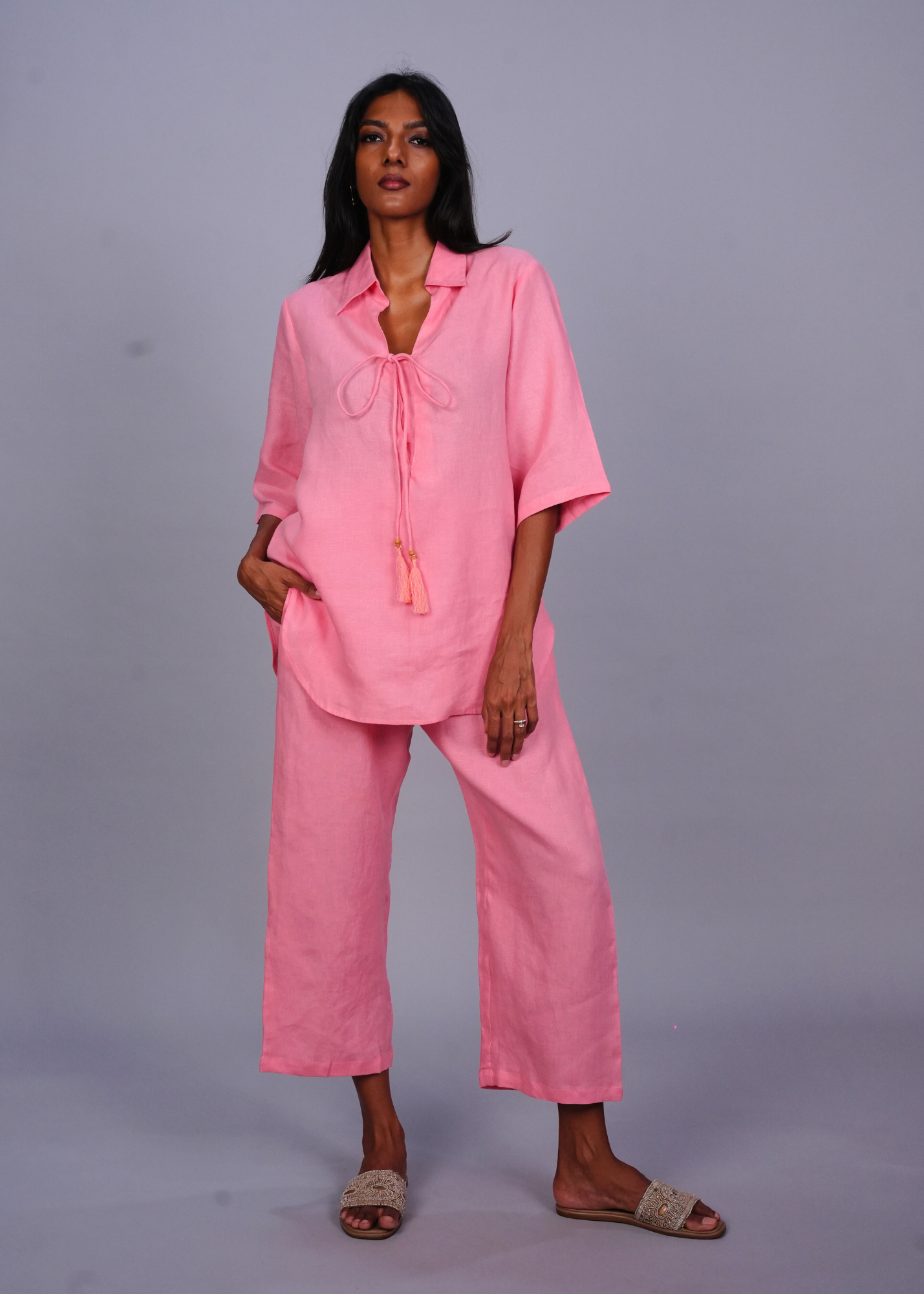Tassel Tunic - Guava Linen, a product by Azurina