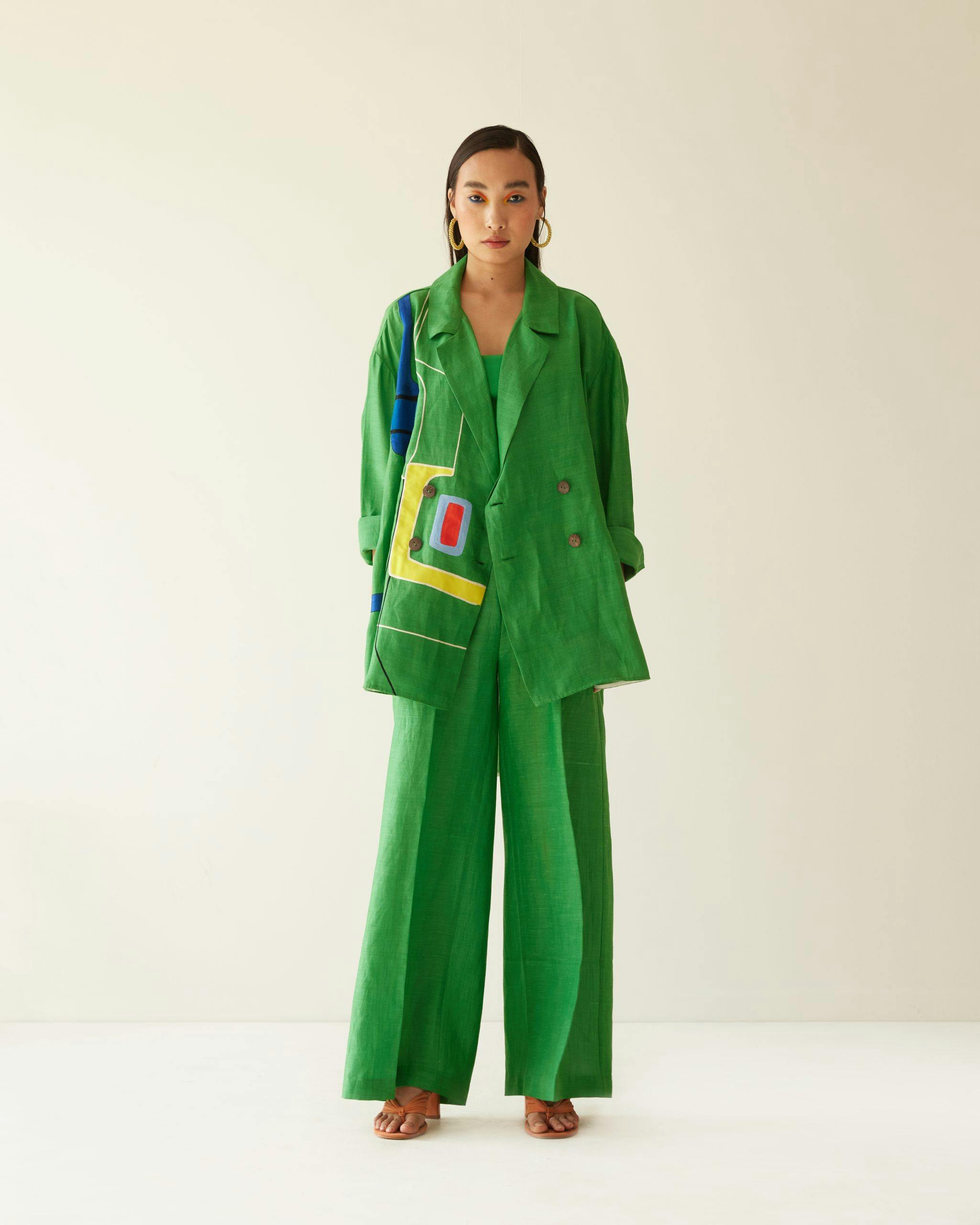 Thumbnail preview #1 for  GREEN LINEN OVERSIZED CO-ORD SET
