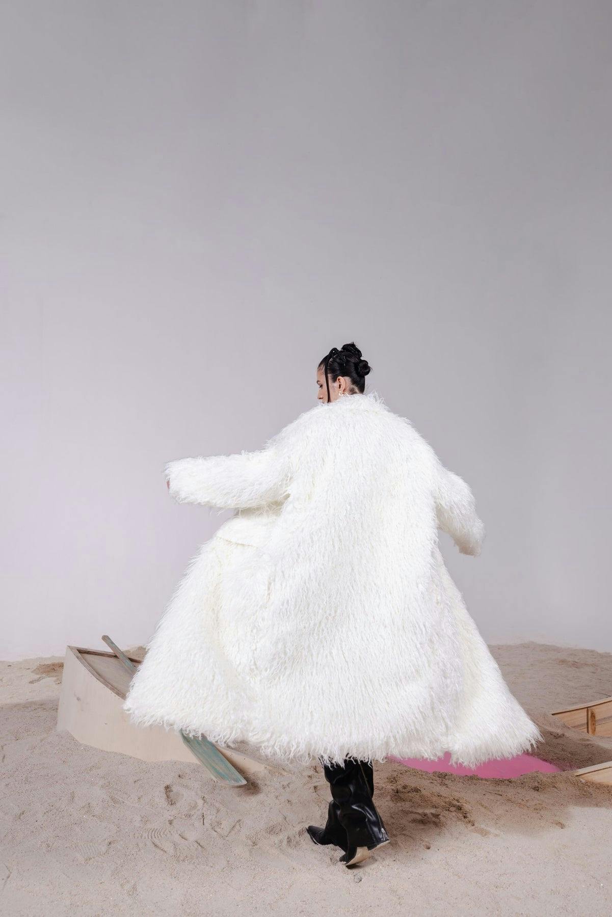 Thumbnail preview #10 for BLAIR WHITE FAUX FUR JACKET WITH SHEATH DRESS