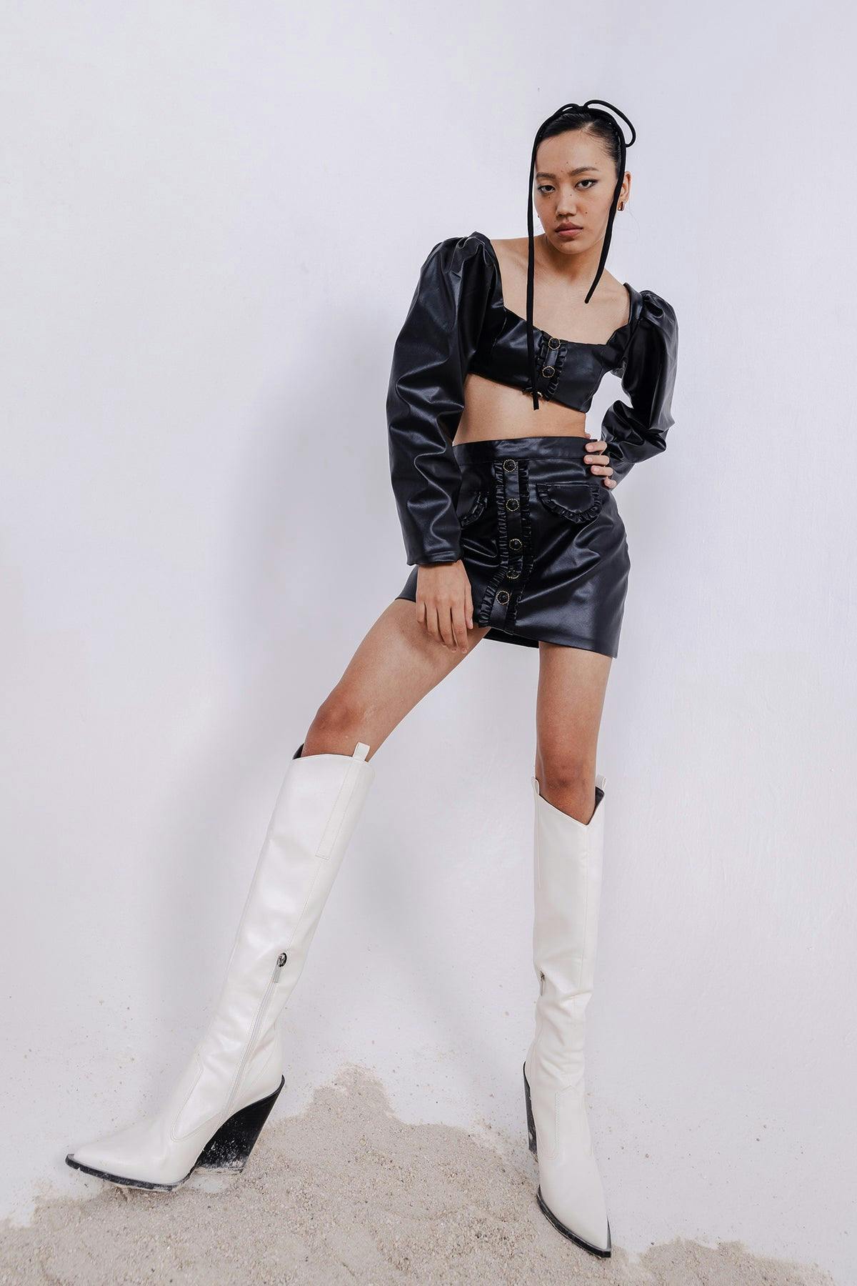 ALTHEA BLACK CROP TOP & MINI SKIRT, a product by July Issue