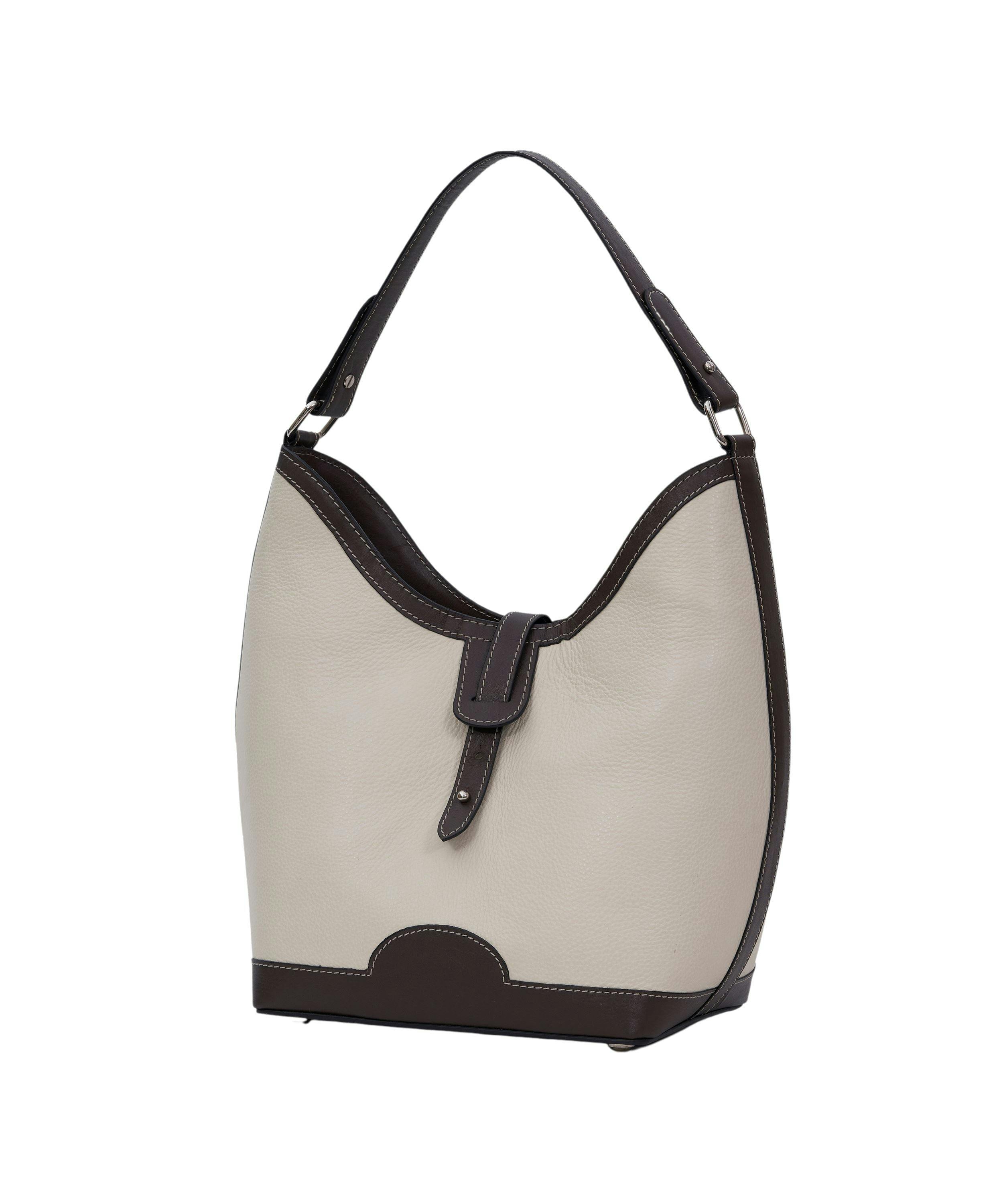 Barrel Top Handle Bag in Cream & Black, a product by Mistry 