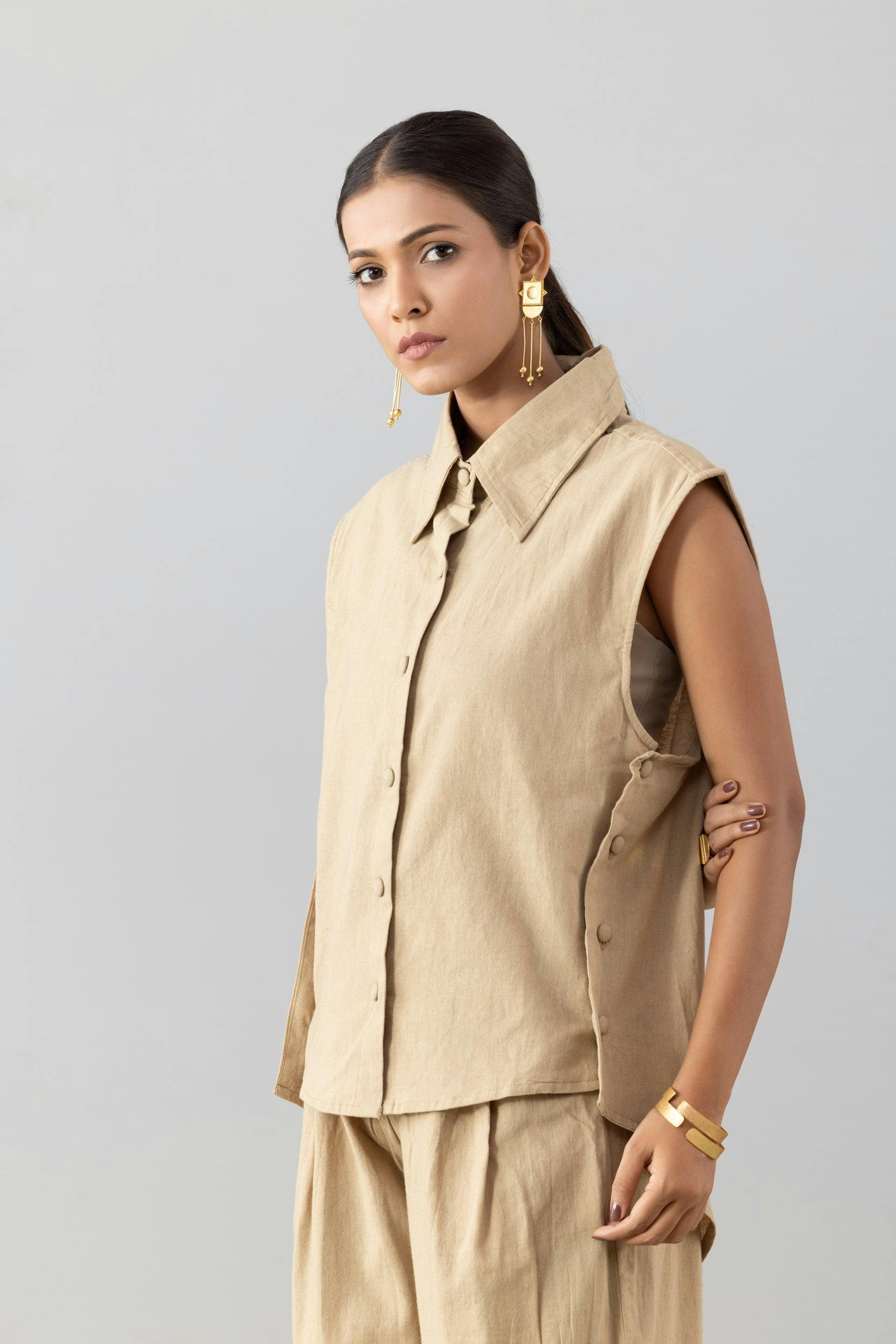 CREME OXFORD BLOUSE, a product by MARKKAH STUDIO