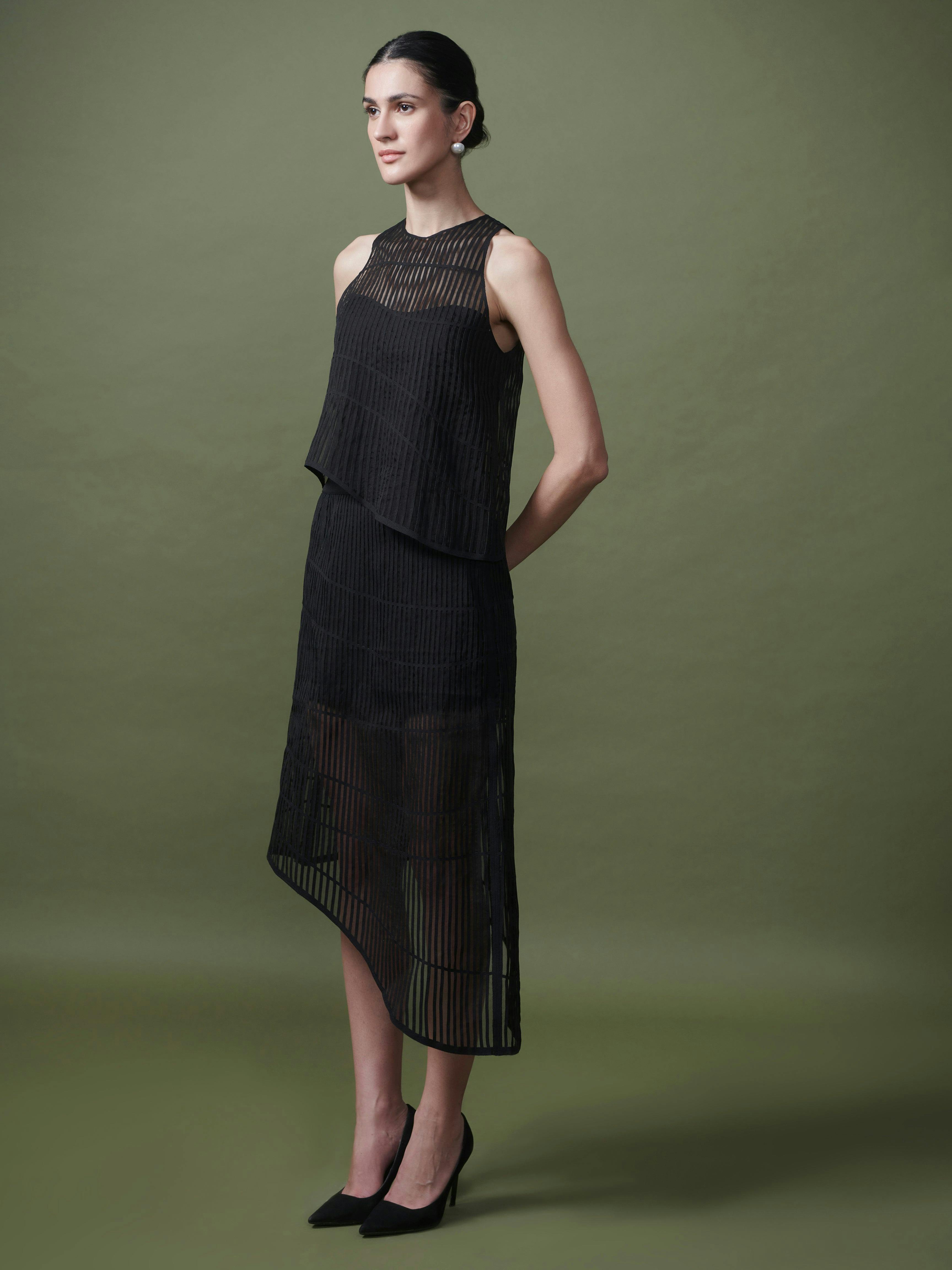 Linear patterned top & skirt, a product by Shriya Khanna