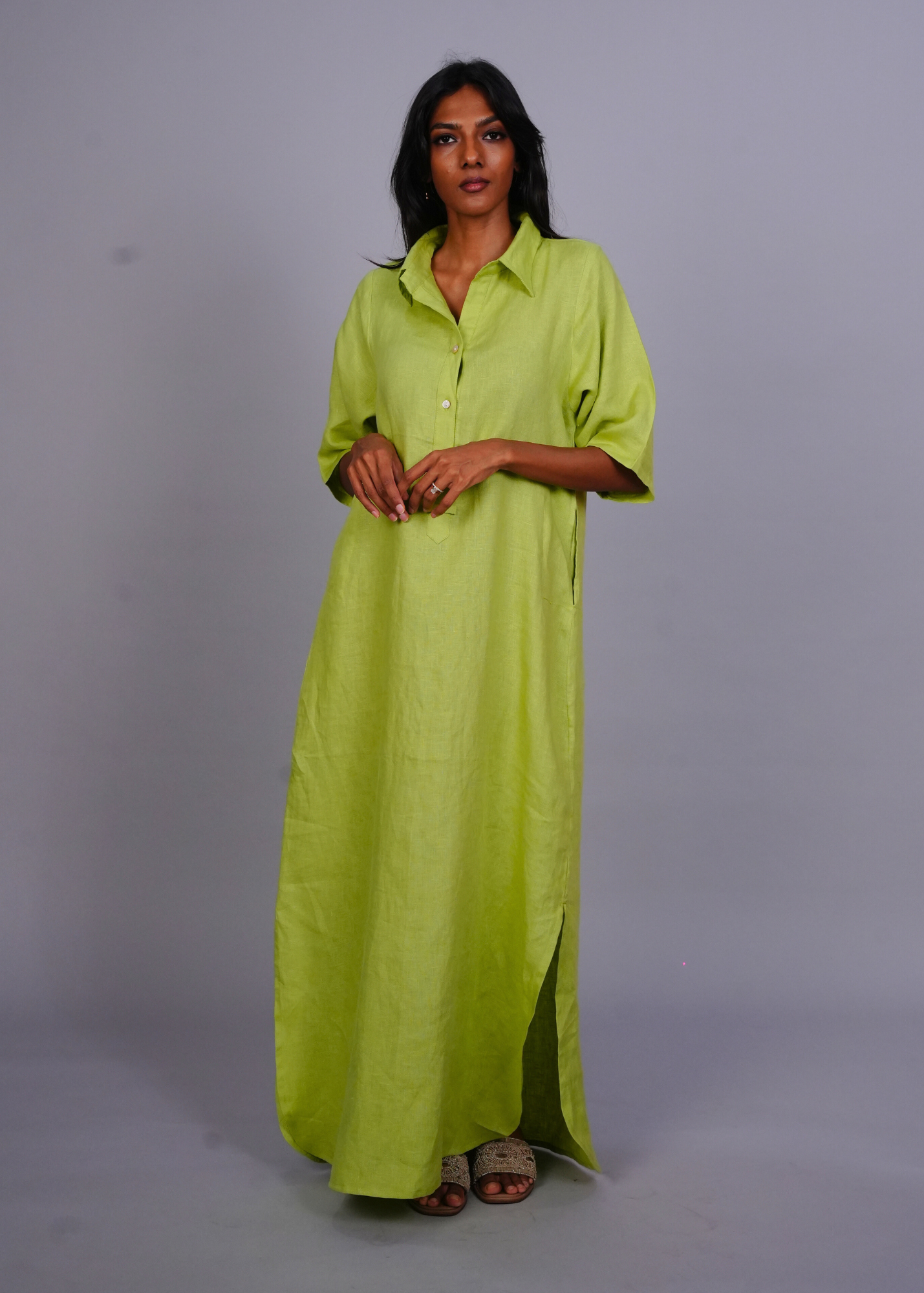 Nikki-U Lounge Dress - Cucumber Linen, a product by Azurina